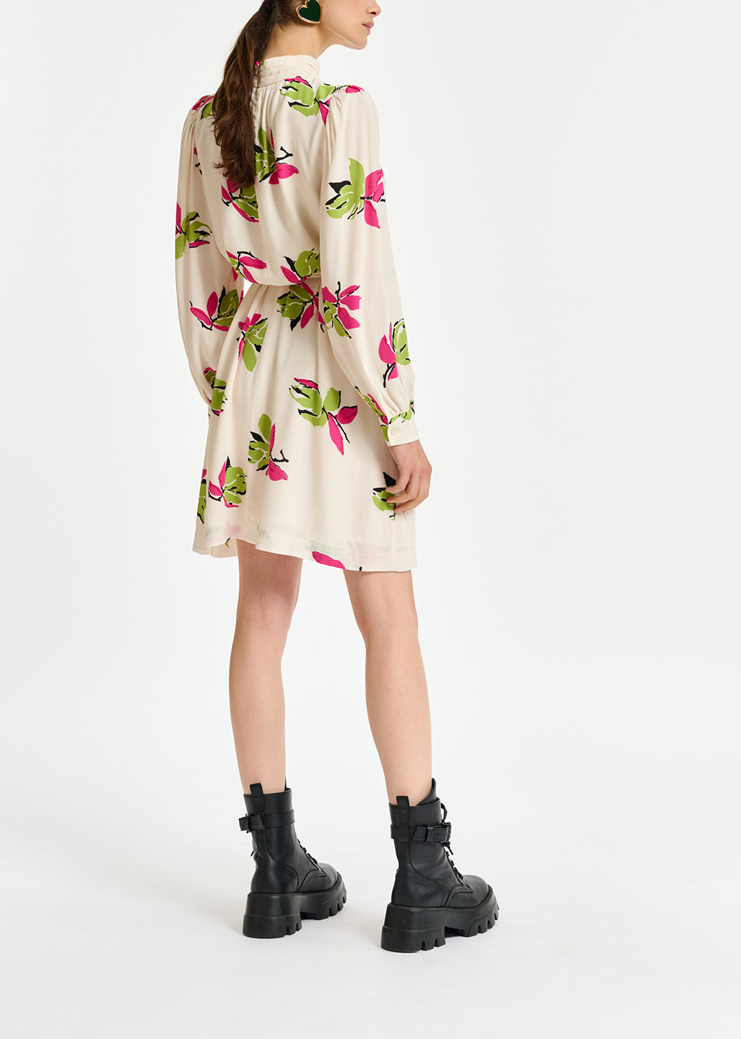 Gebroken witte mini-jurk met bloemenprint RE—SSENTIEL | Essentiel second hand