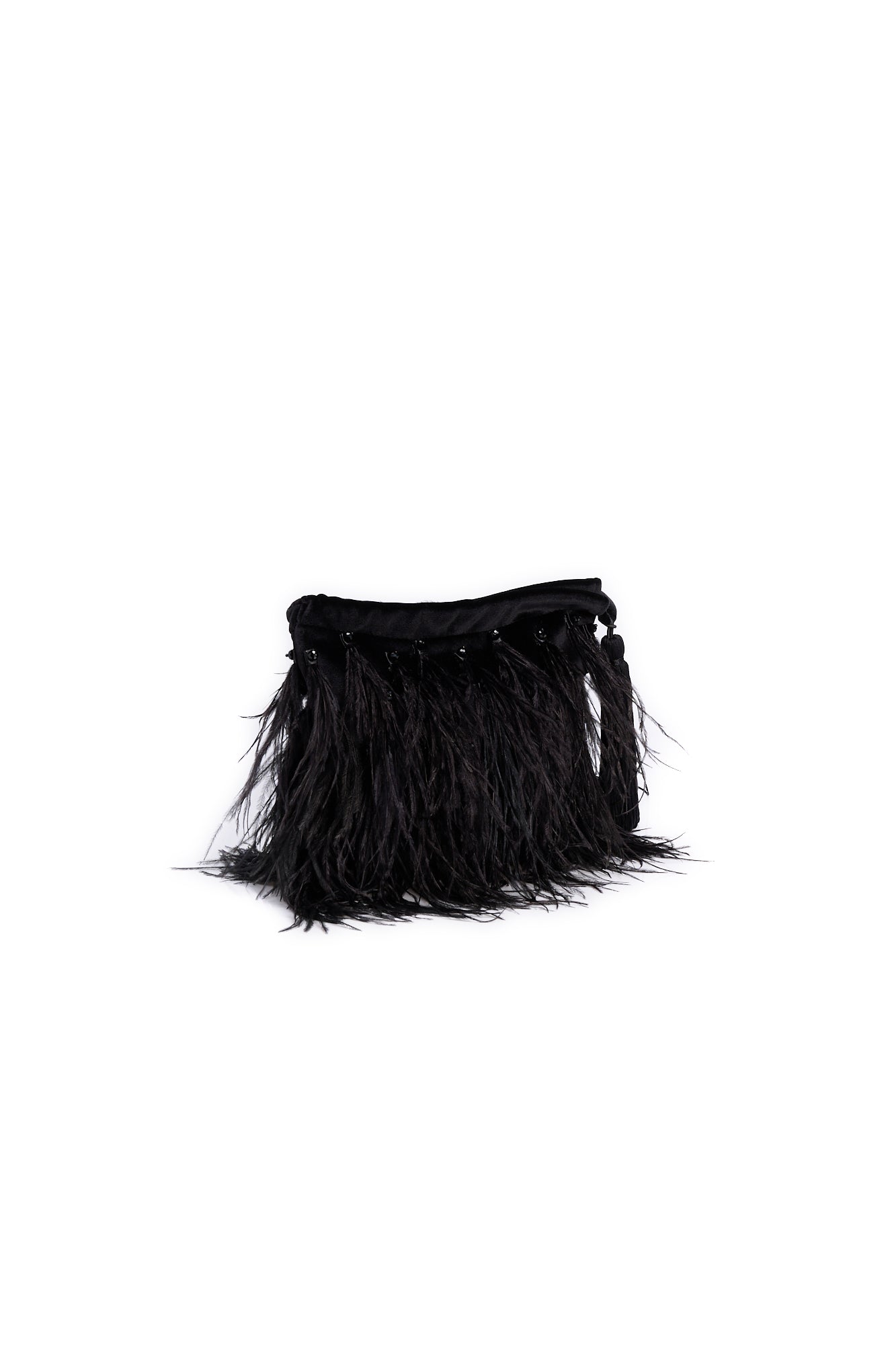 Black feather-embellished bucket bag RE—SSENTIEL | Essentiel second hand