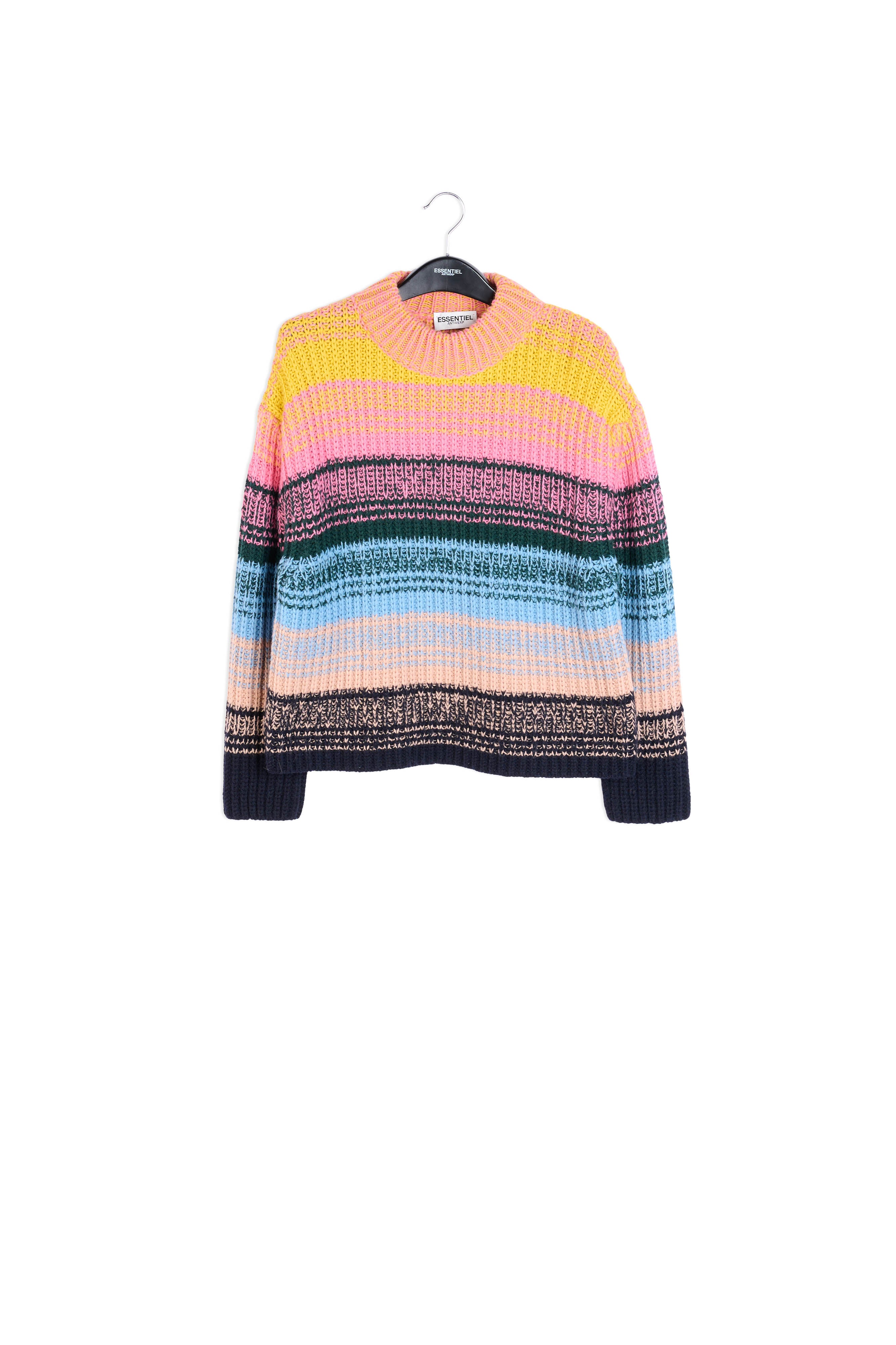 Meerkleurige ribgebreide trui van wolmix RE—SSENTIEL | Essentiel second hand