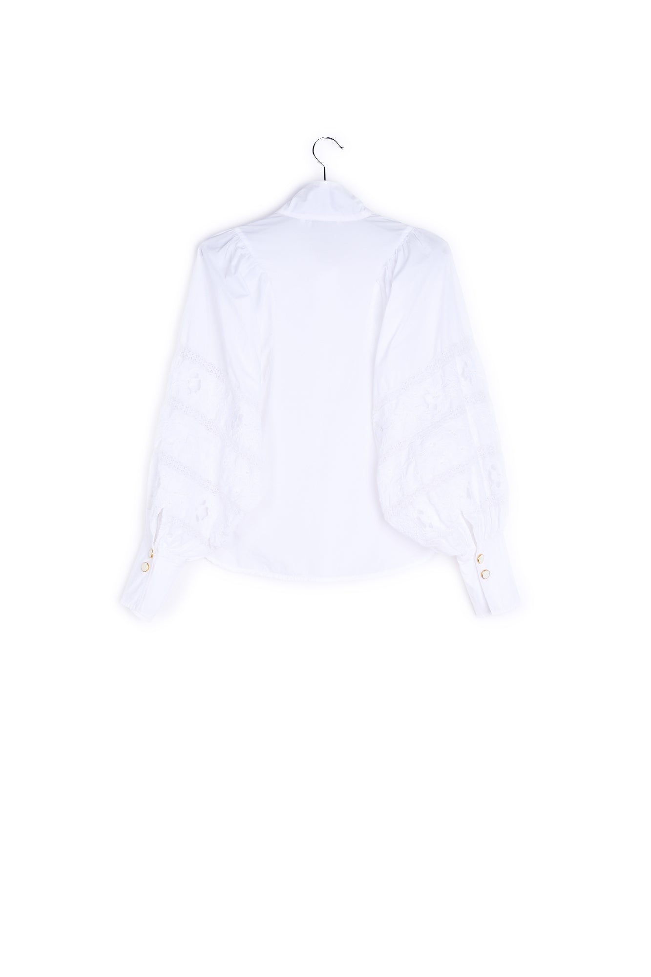 White baloon sleeves cotton and lace shirt RE—SSENTIEL | Essentiel second hand