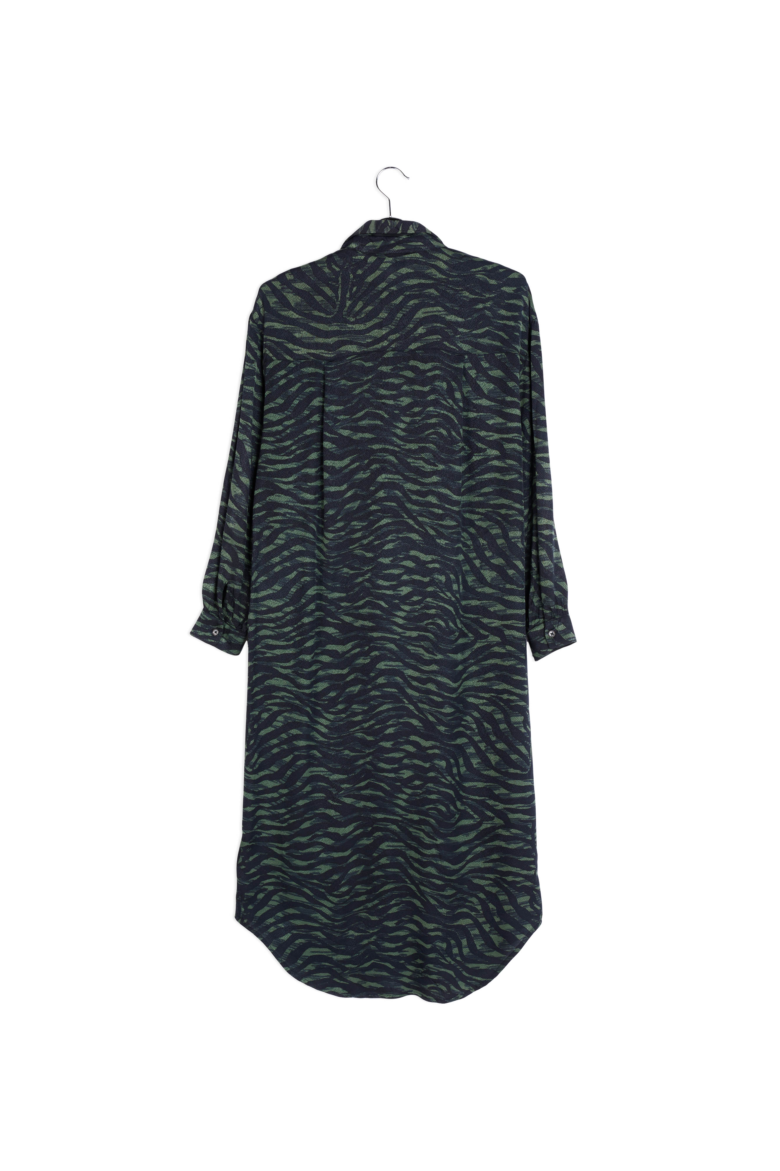 Green and black zebra print midi shirt dress RE—SSENTIEL | Essentiel second hand