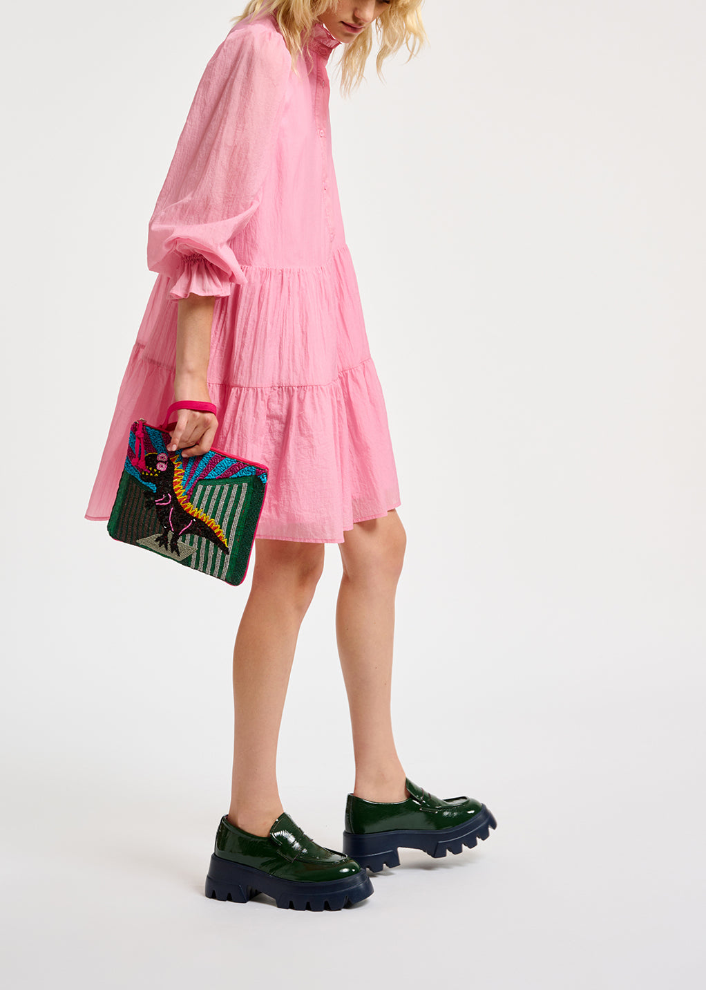 Mini-robe rose clair à volants RE—SSENTIEL | Essentiel second hand