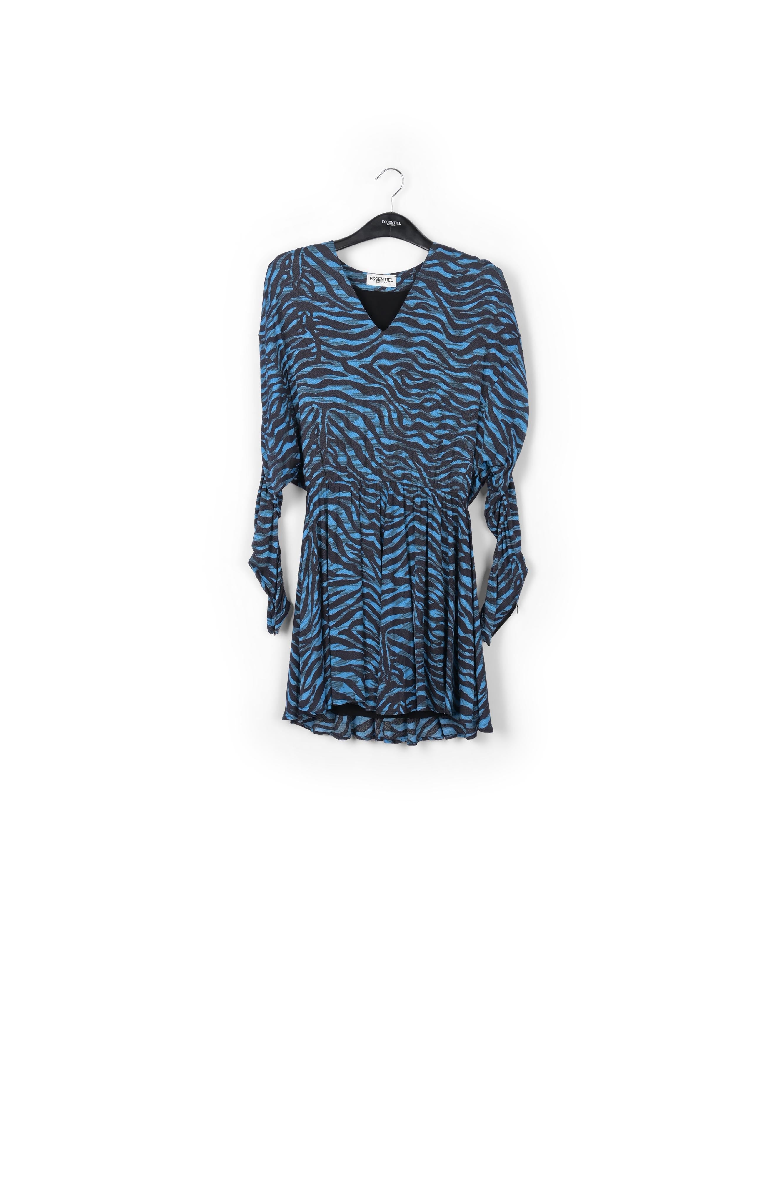 Mini-robe volumineuse zébrée turquoise et noir RE—SSENTIEL | Essentiel second hand