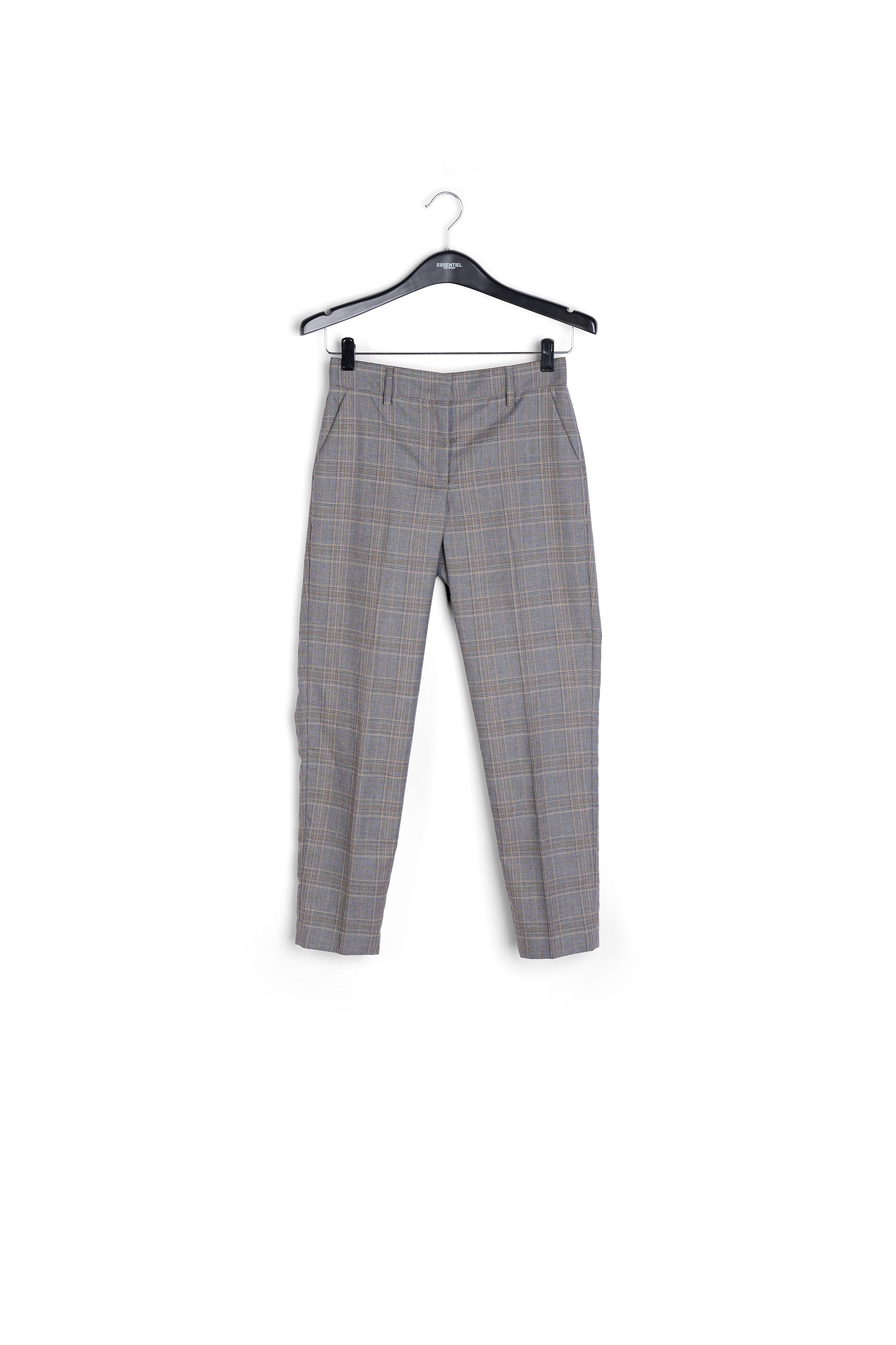 Pantalon gris 7/8me fuselé à carreaux RE—SSENTIEL | Essentiel second hand