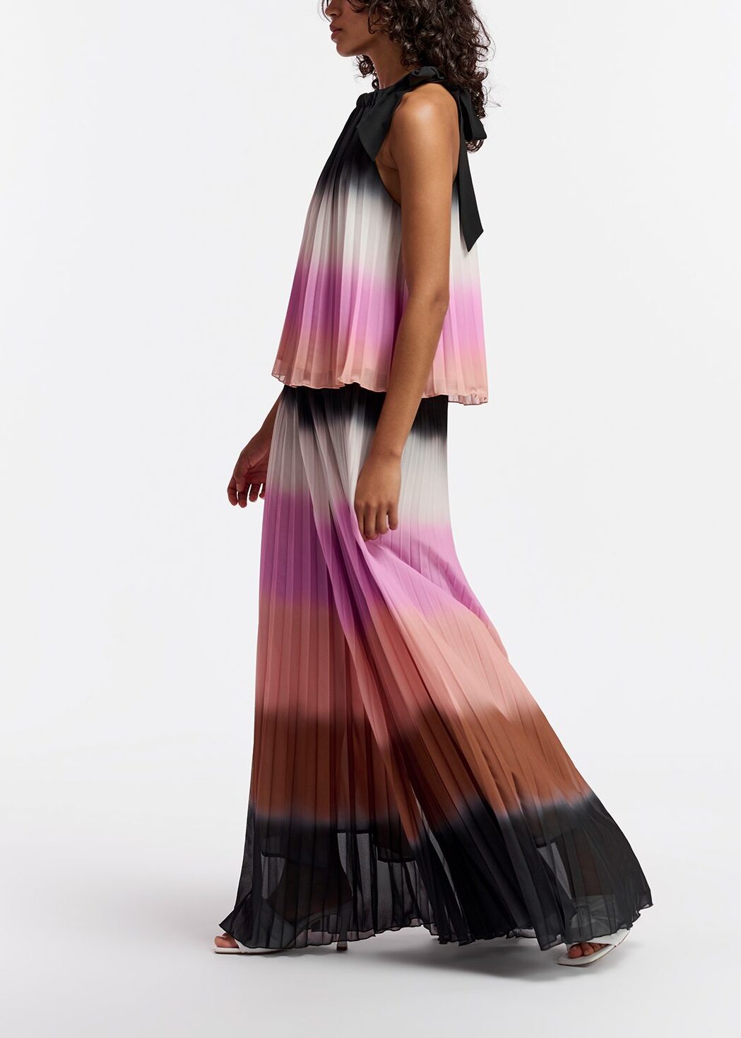 Multicolor plissé halter neck top with gradient effect RE—SSENTIEL | Essentiel second hand