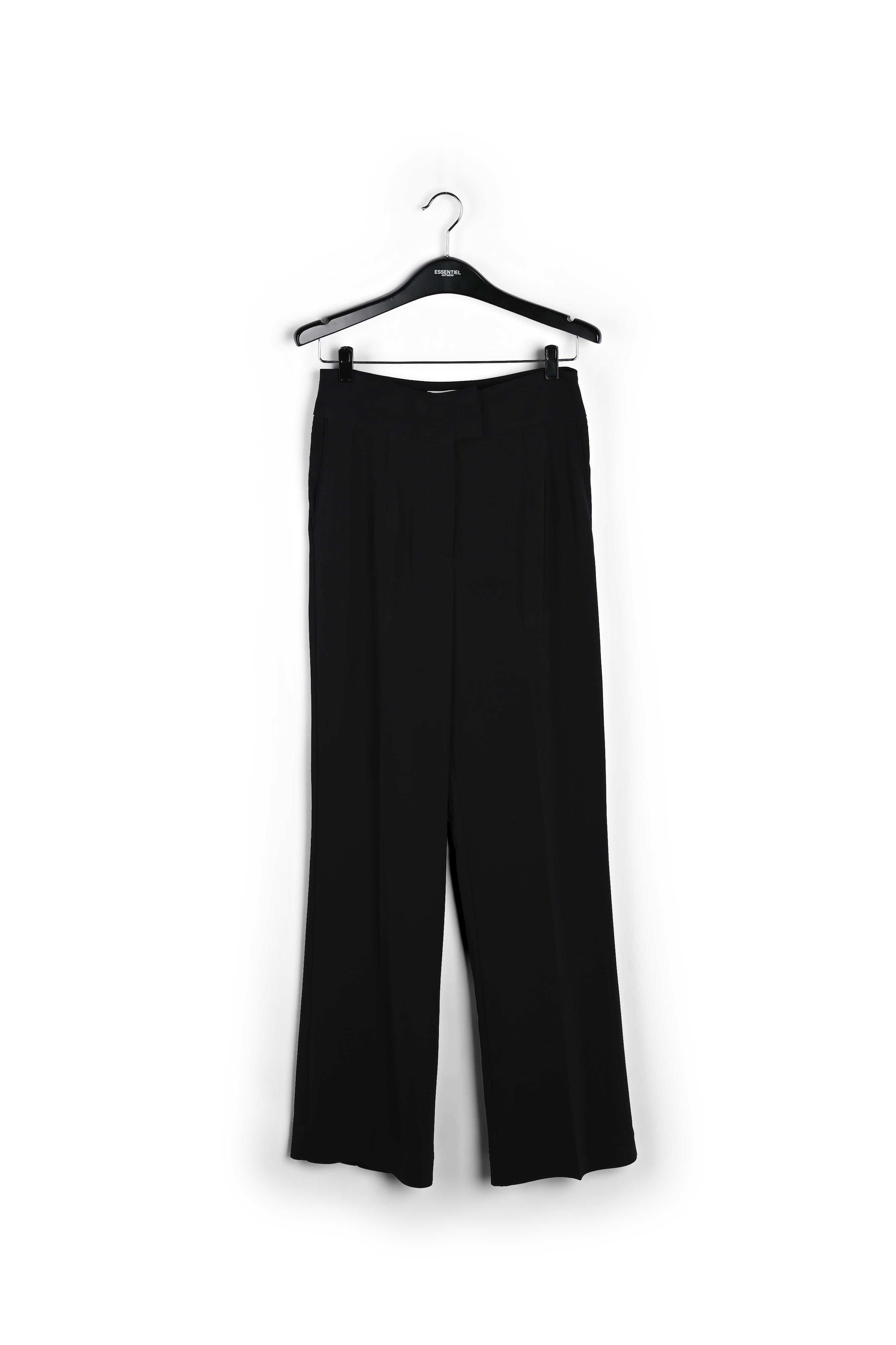 Black viscose-satin straight-leg pants RE—SSENTIEL | Essentiel second hand