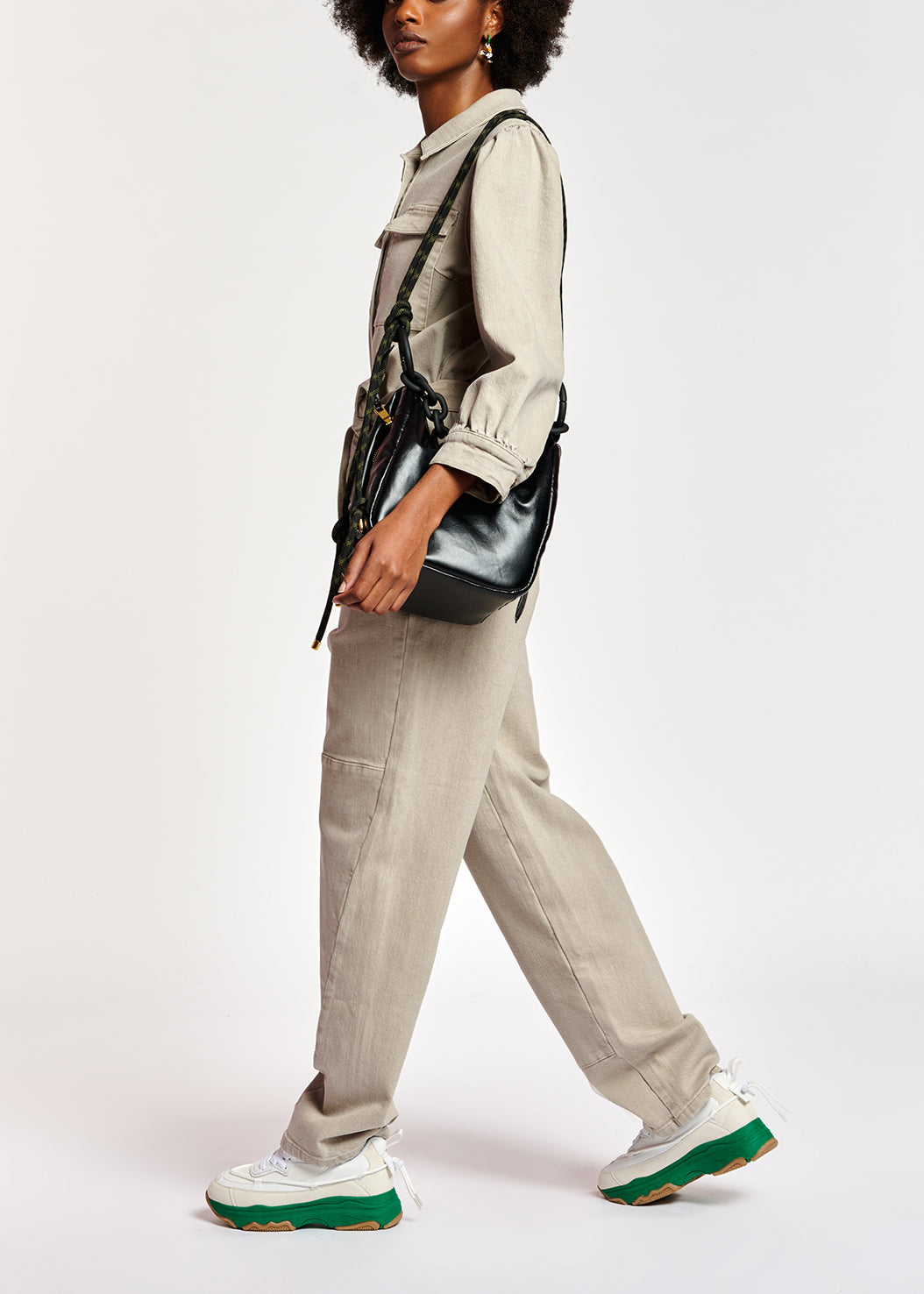 Beige belted denim jumpsuit RE—SSENTIEL | Essentiel second hand