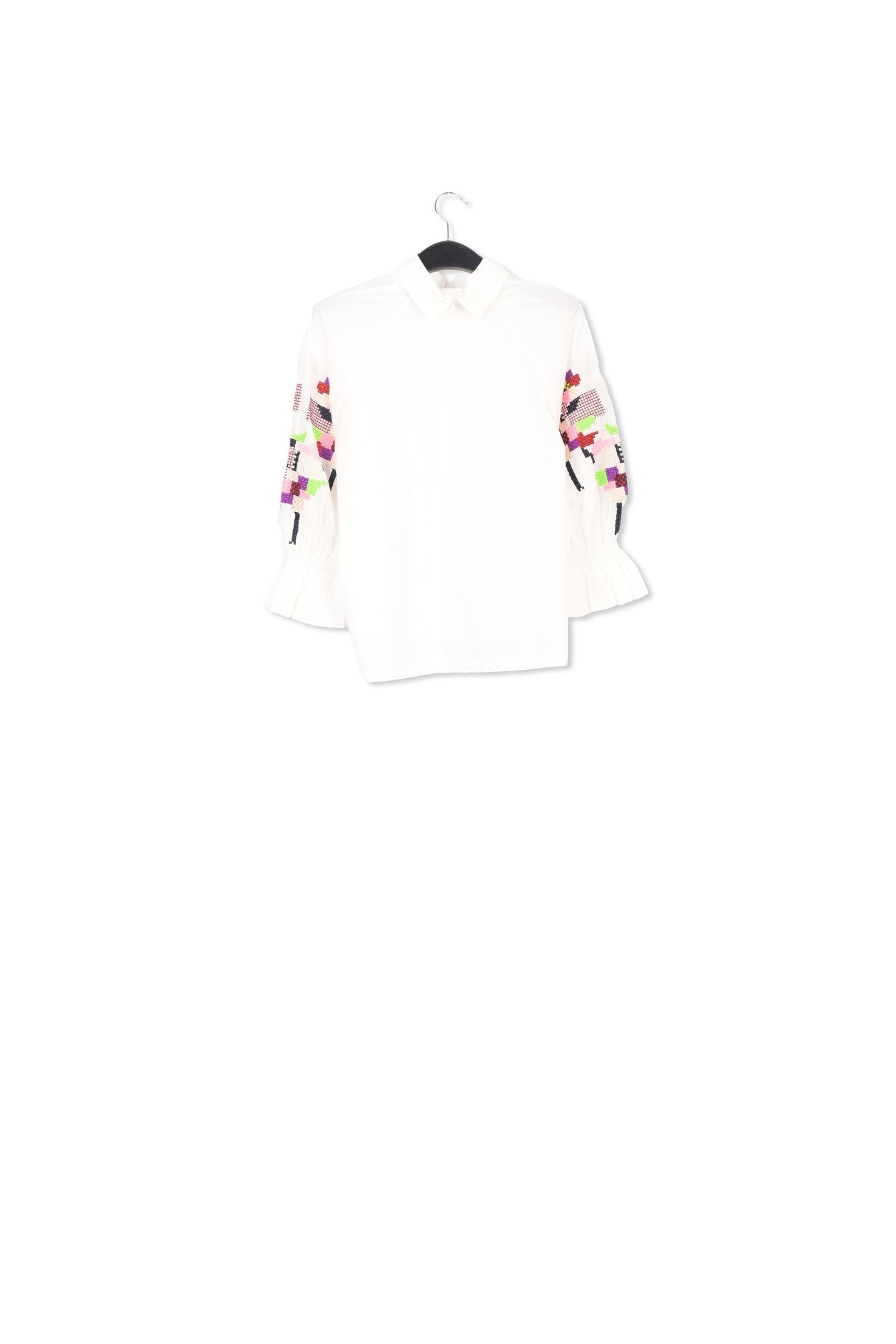 Witte katoenen top met opstaande kraag RE—SSENTIEL | Essentiel second hand