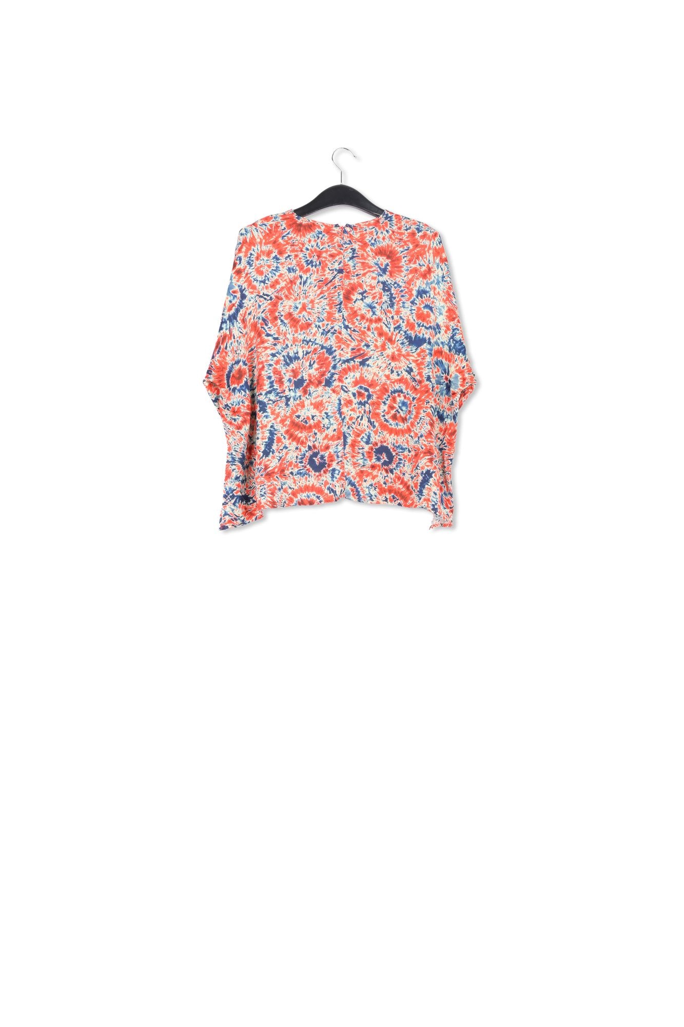 Red and blue tie-dye printed oversized top RE—SSENTIEL | Essentiel second hand