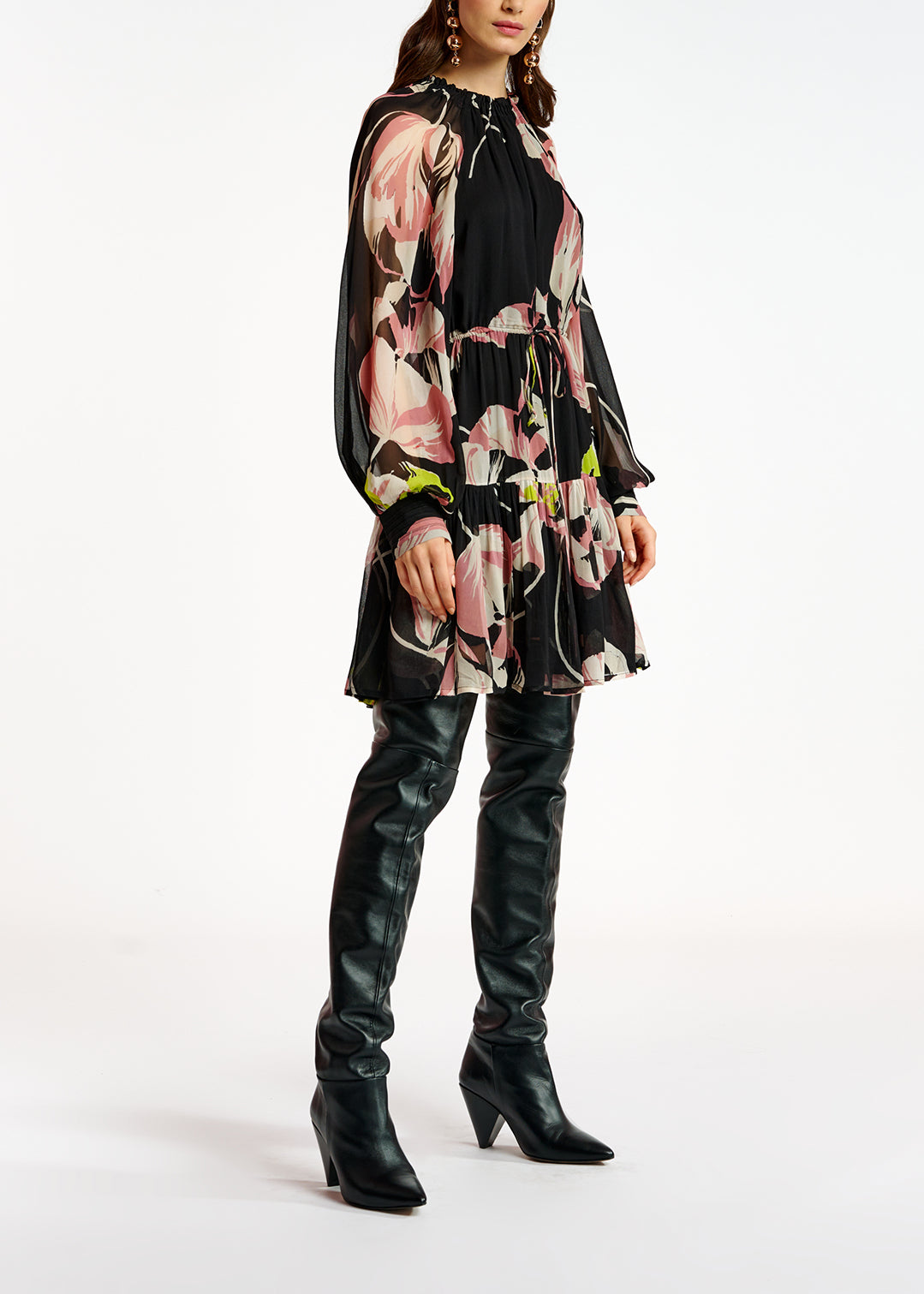 Black floral-print mini dress RE—SSENTIEL | Essentiel second hand