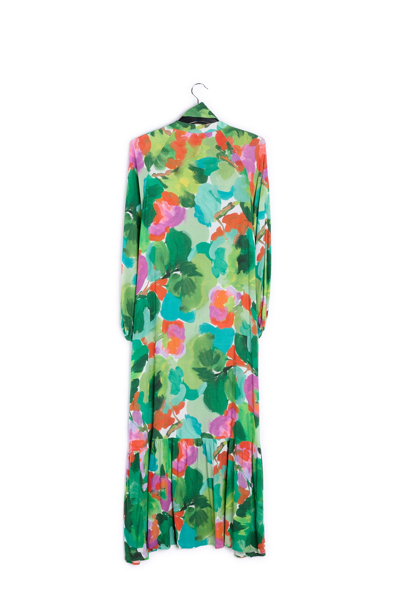 Green watercolor print maxi-length shirt dress RE—SSENTIEL | Essentiel second hand