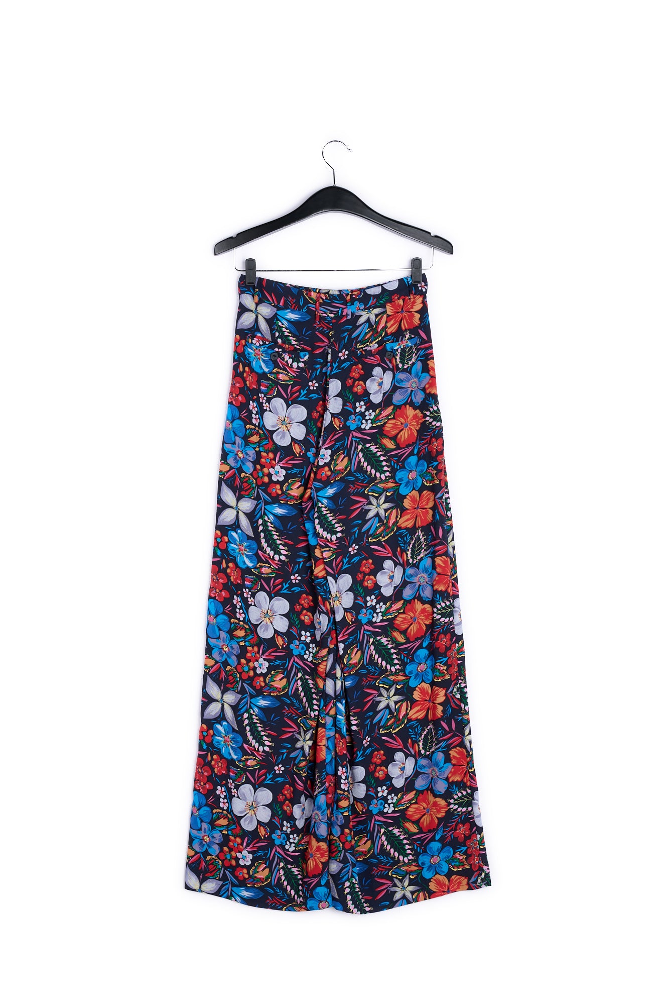 Dark blue floral wide-leg pants RE—SSENTIEL | Essentiel second hand