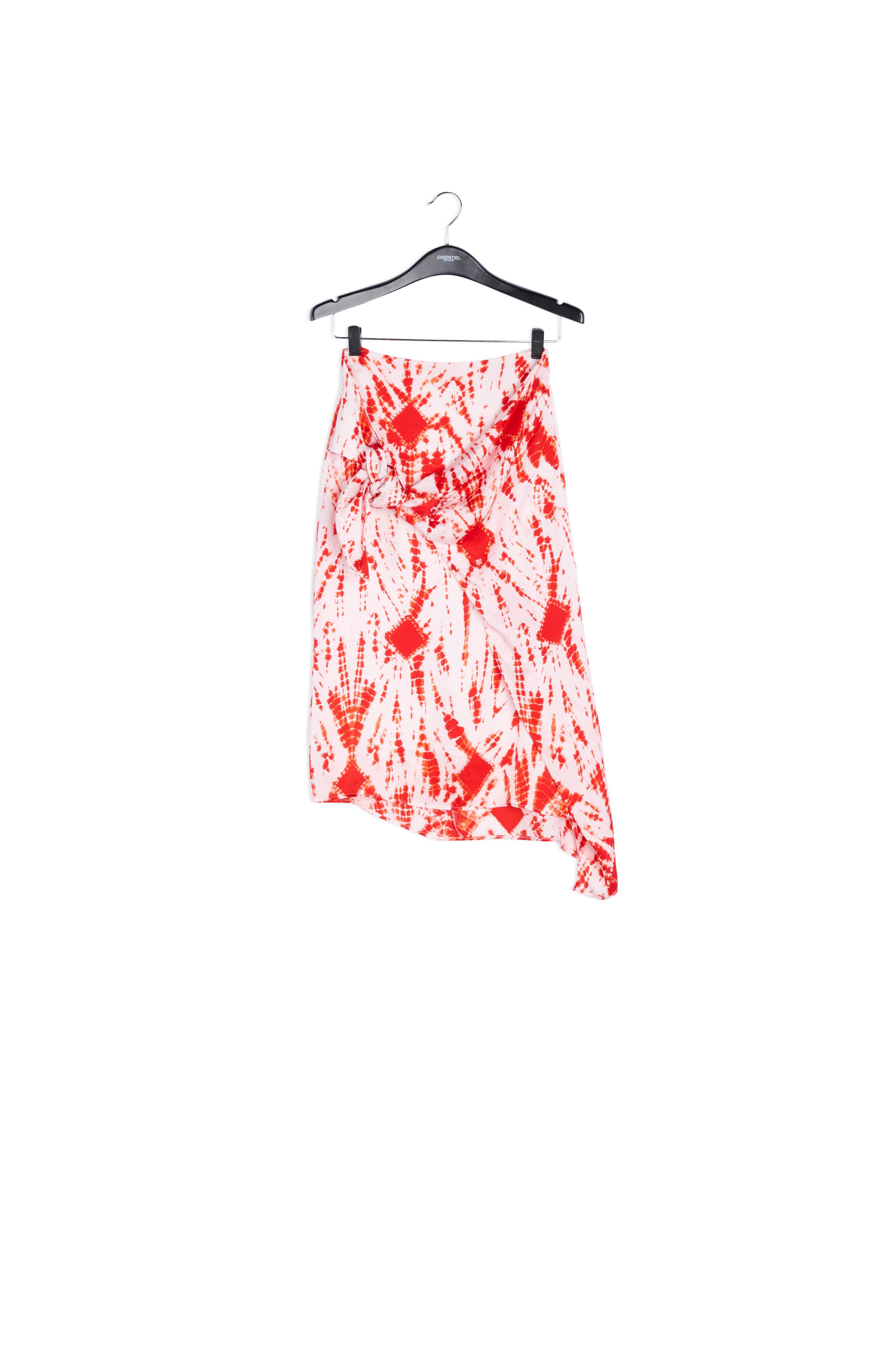Jupe midi en soie tie-dye blanc cassé et rouge RE—SSENTIEL | Essentiel second hand