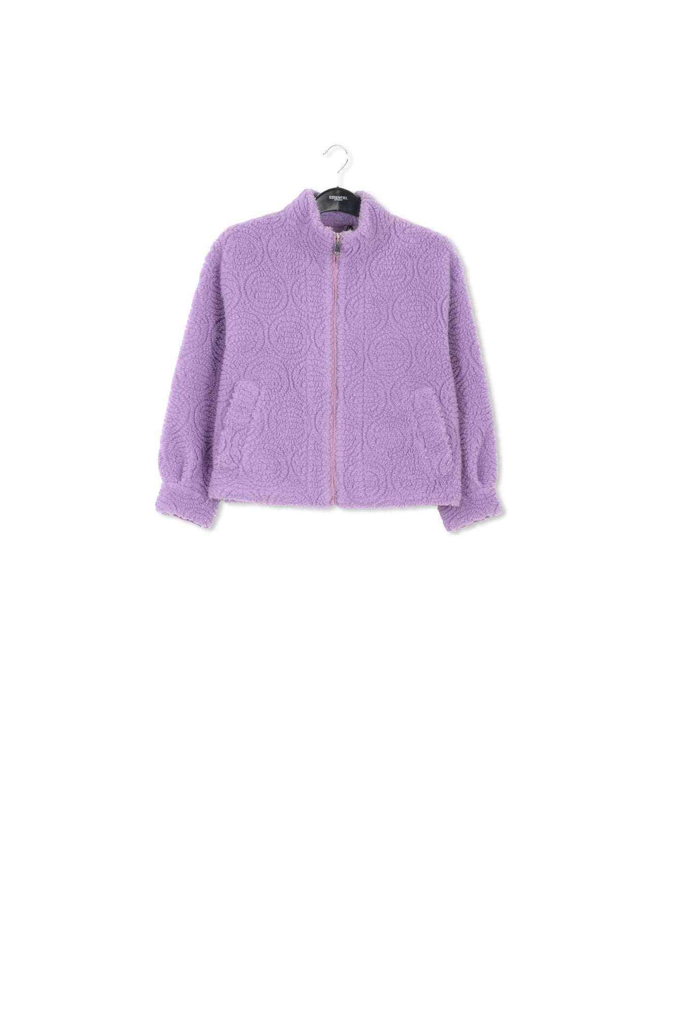 Purple faux fur bomber jacket RE—SSENTIEL | Essentiel second hand