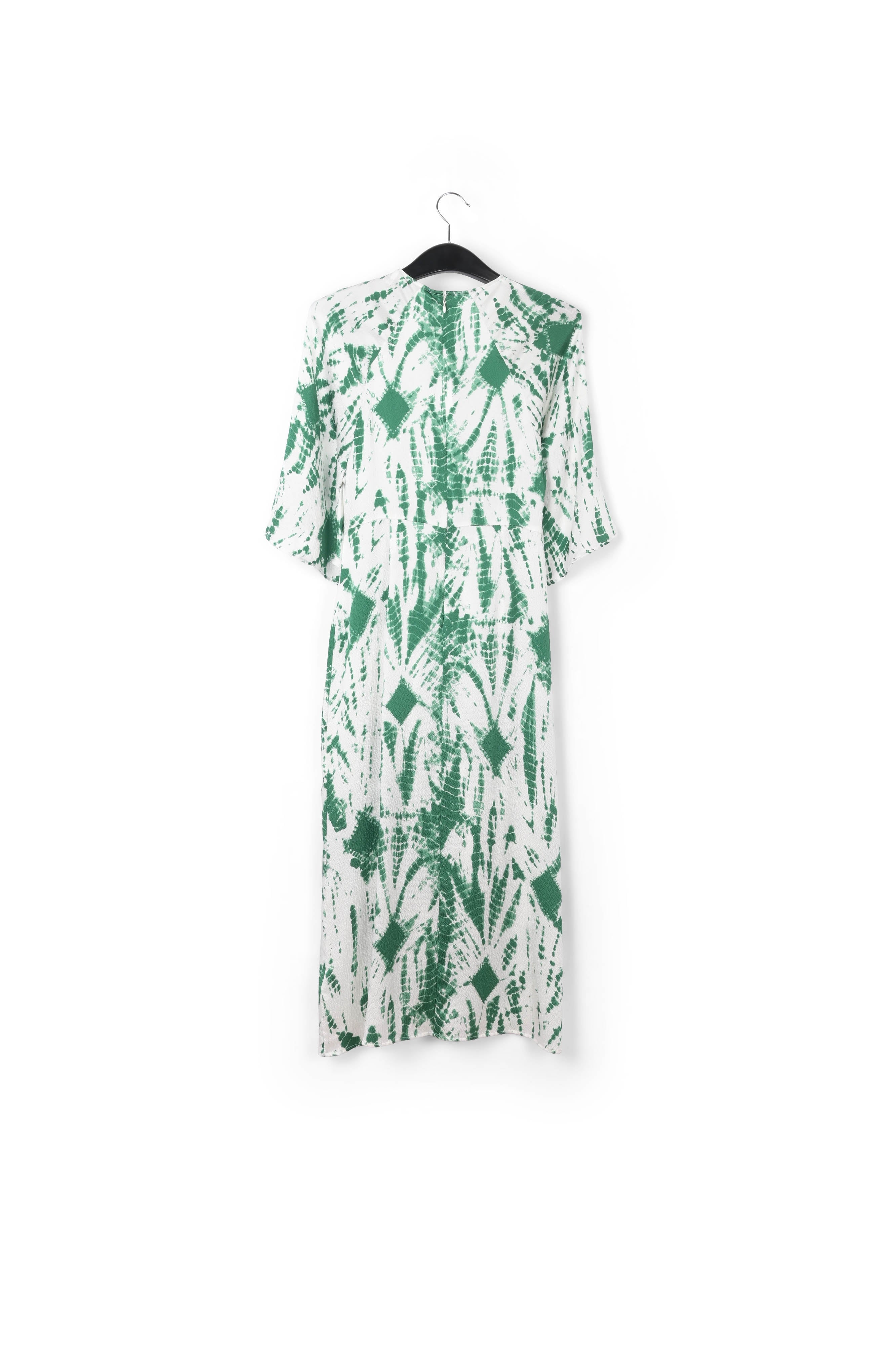 Off-white and green tie-dyed silk midi dress RE—SSENTIEL | Essentiel second hand