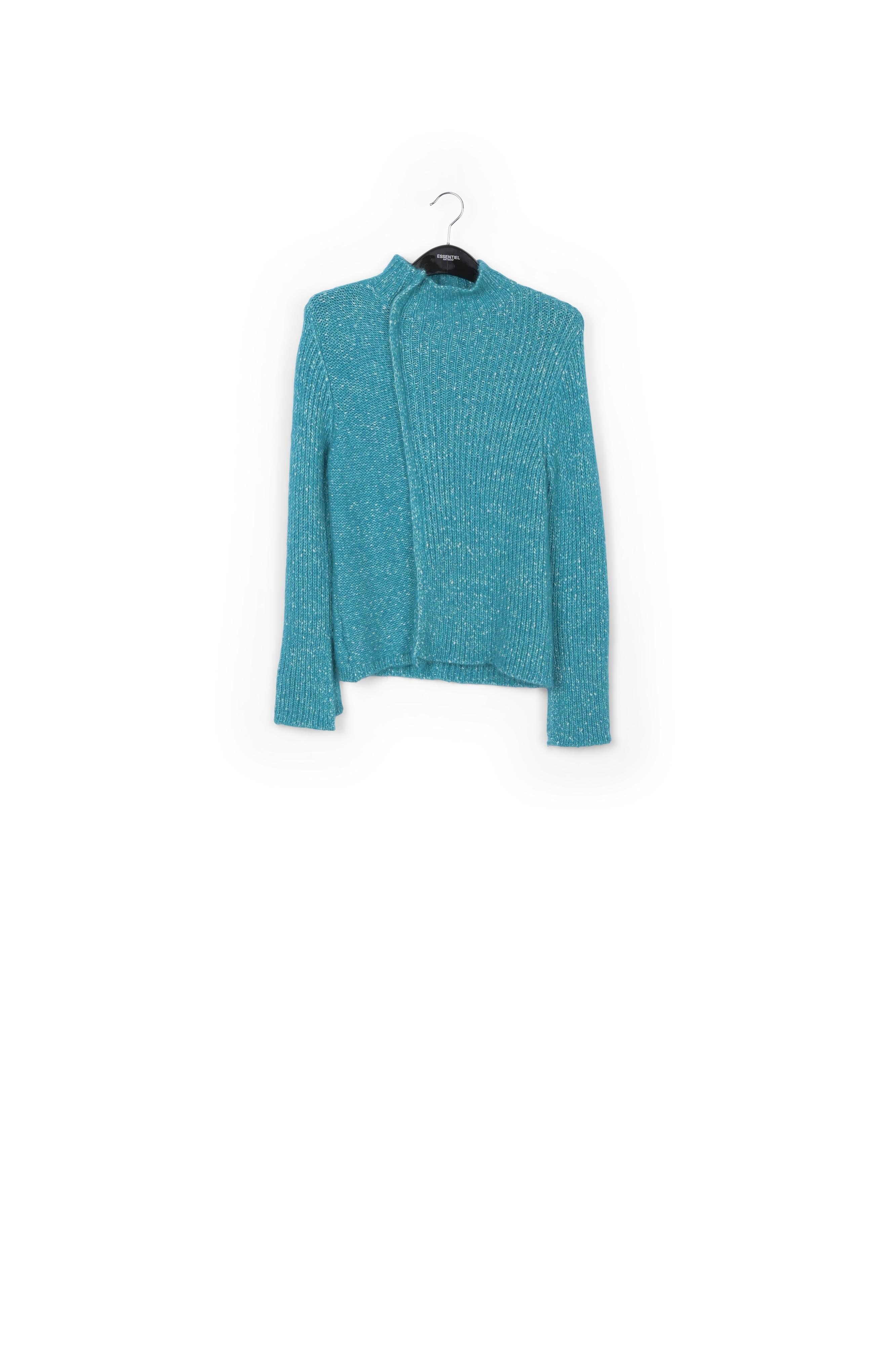 Pull à col roulé en tricot bleu mêlé RE—SSENTIEL | Essentiel second hand