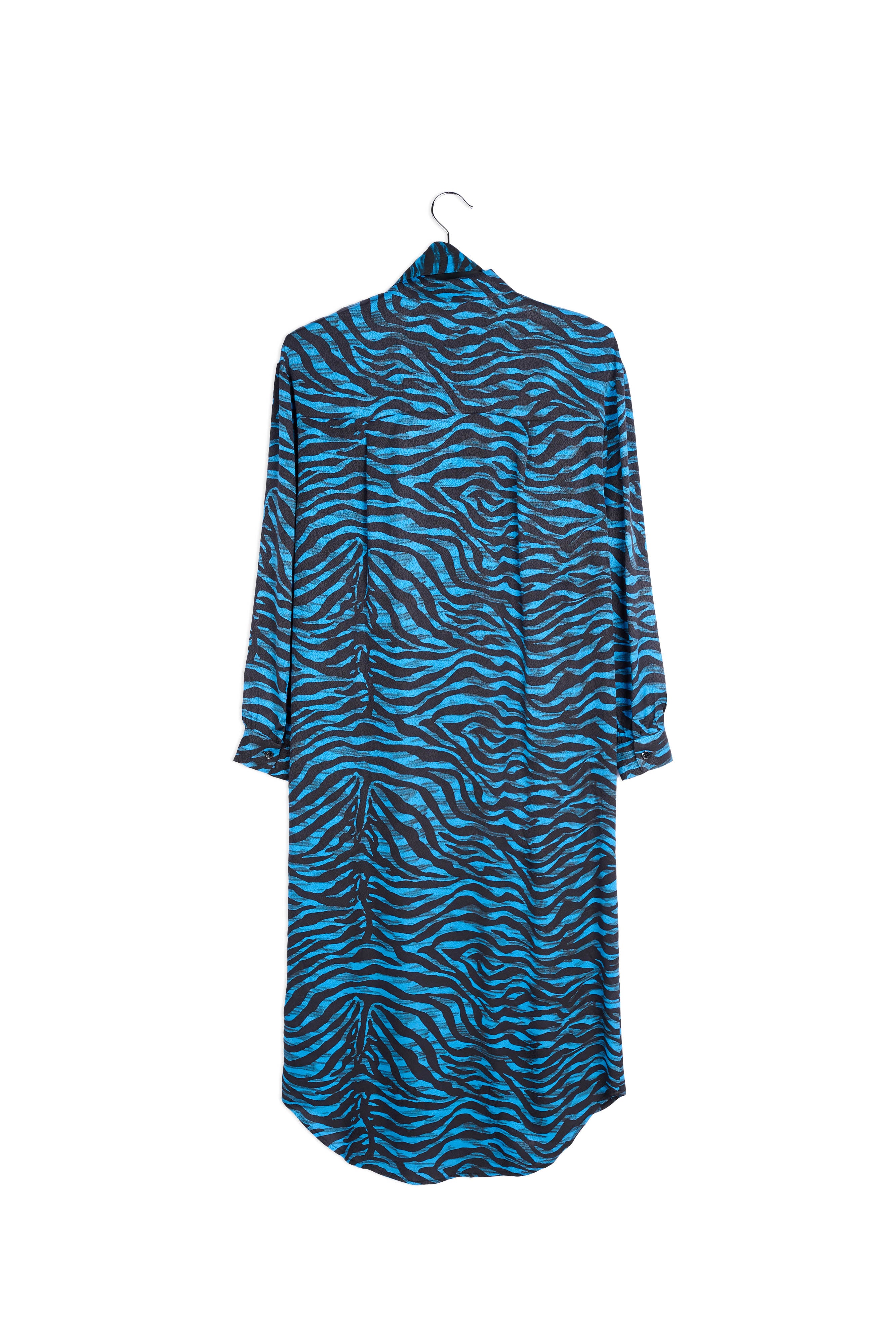 Black and blue zebra print midi shirt dress RE—SSENTIEL | Essentiel second hand