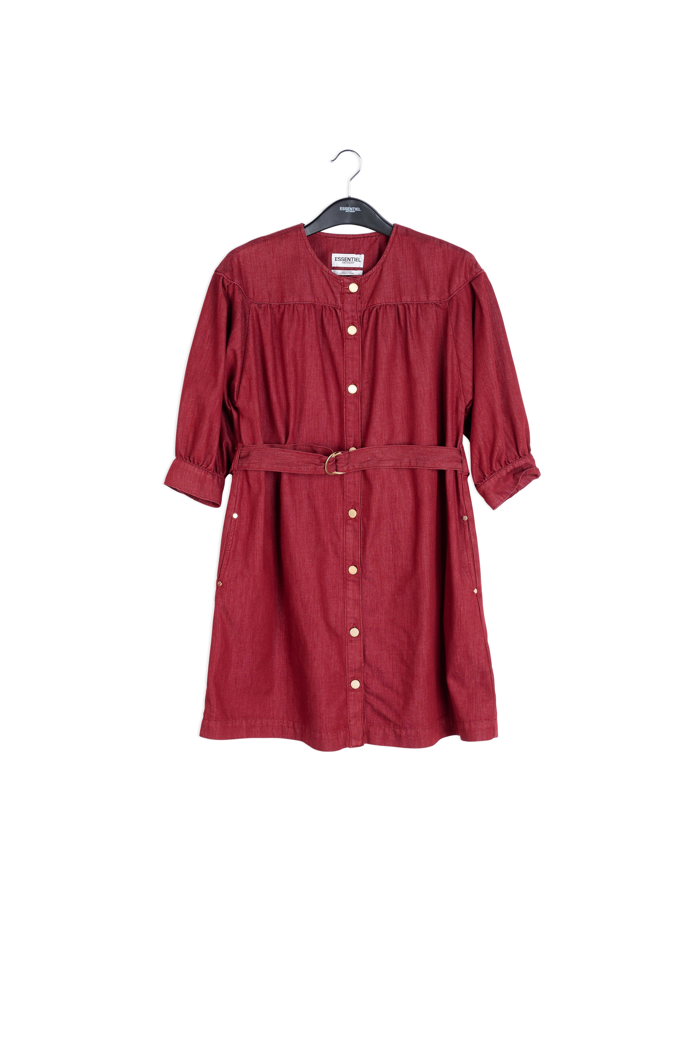 Bordeaux mini-jeansjurk RE—SSENTIEL | Essentiel second hand