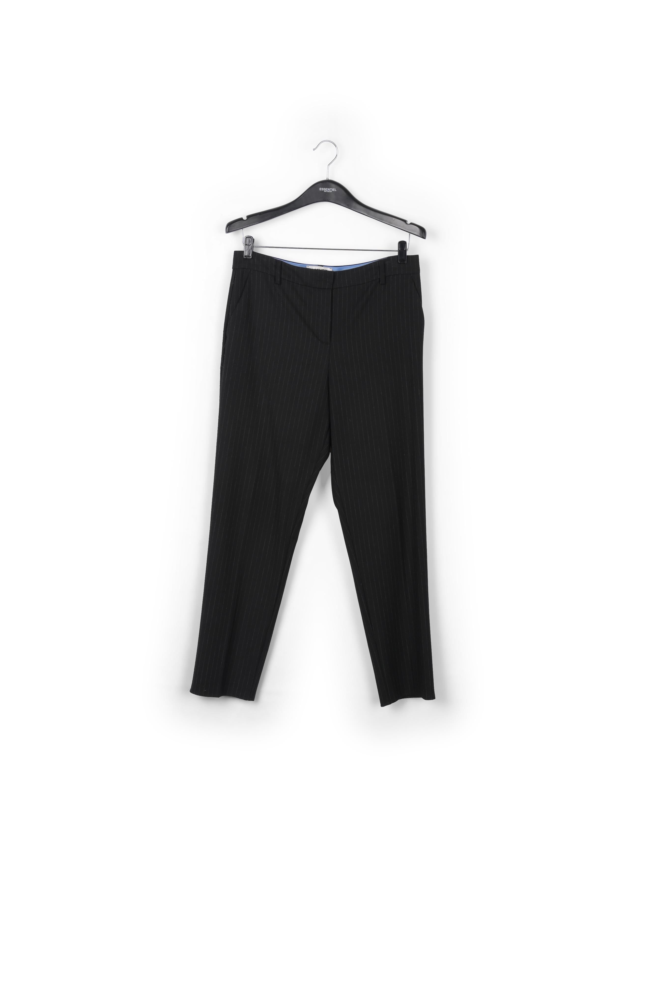 Zwarte, geklede broek met fijn streepmotief RE—SSENTIEL | Essentiel second hand