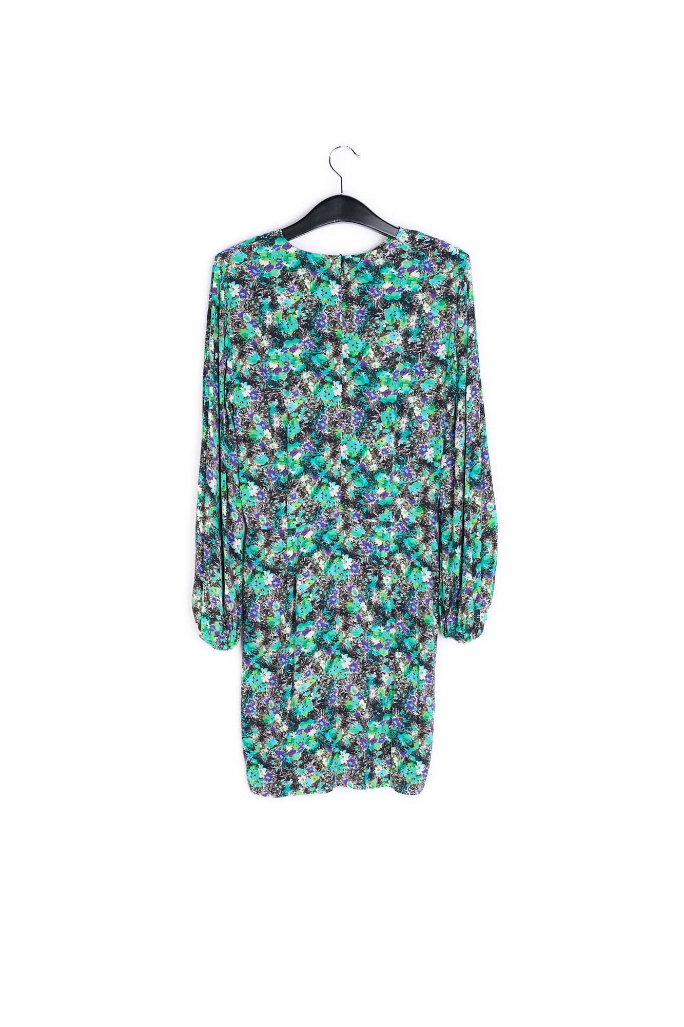 Zwarte en blauwe mini-jurk met bloemenprint RE—SSENTIEL | Essentiel second hand
