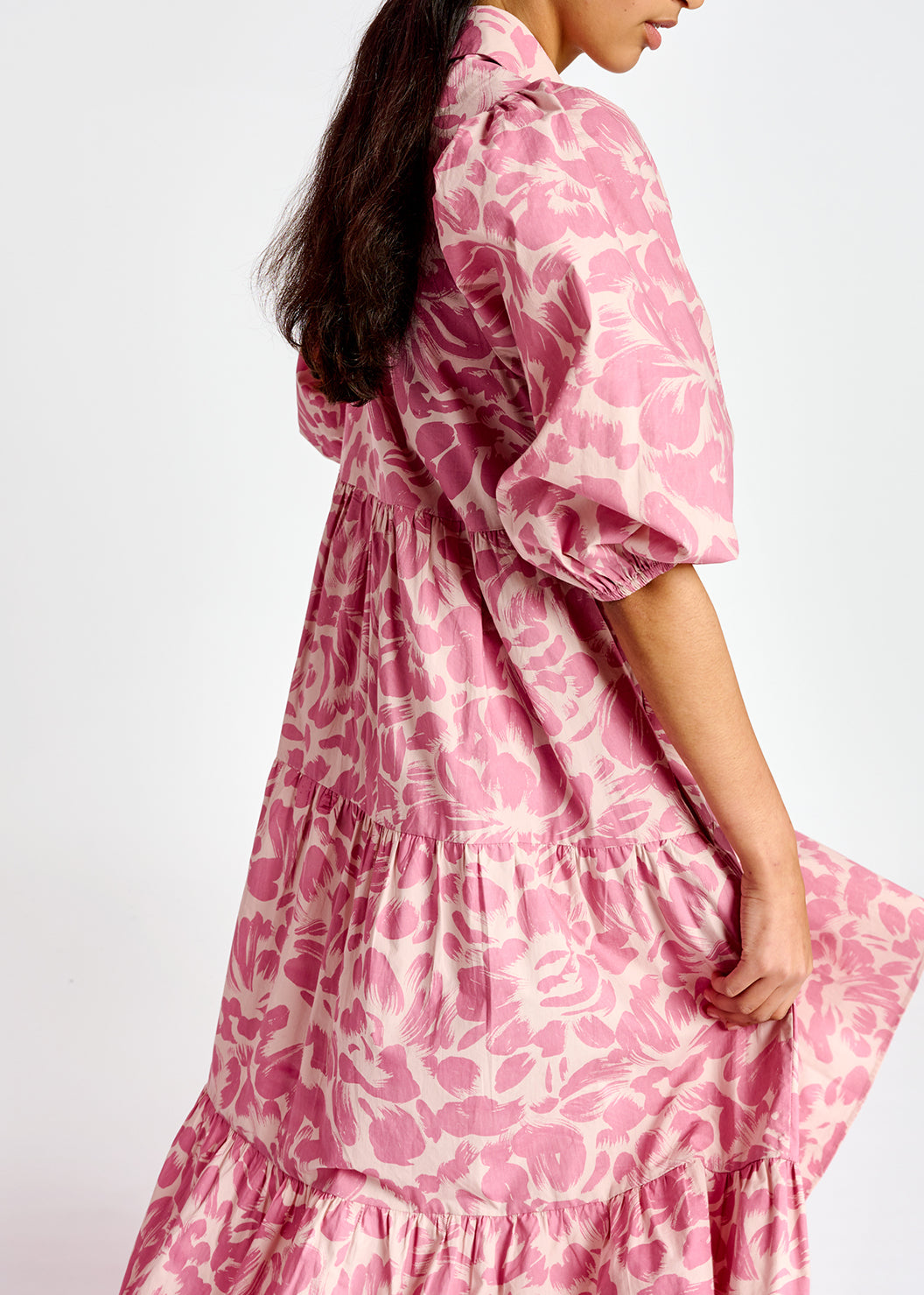 Lilac and light pink floral-print maxi dress RE—SSENTIEL | Essentiel second hand