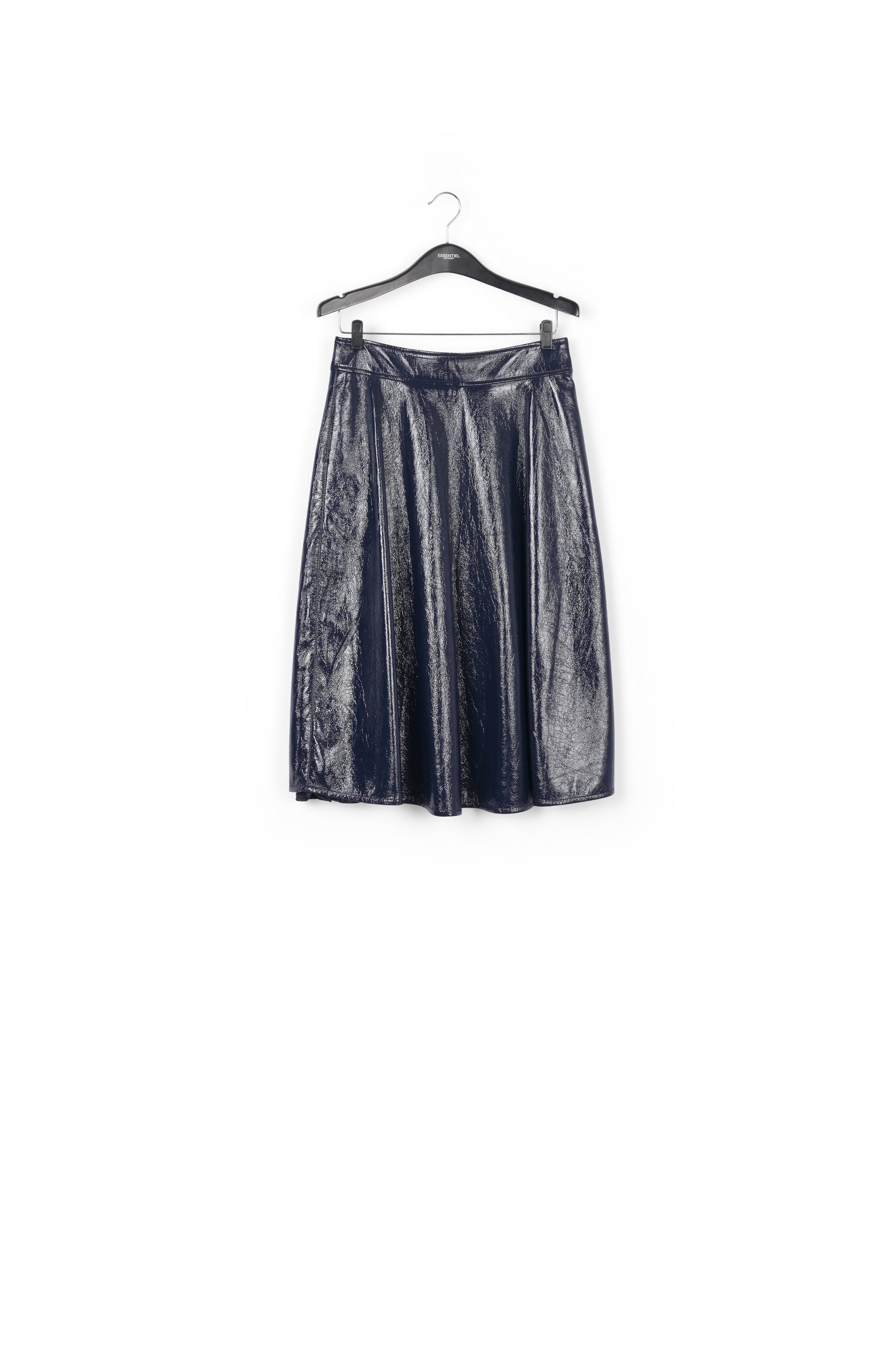 Dark blue faux leather A-line skirt RE—SSENTIEL | Essentiel second hand
