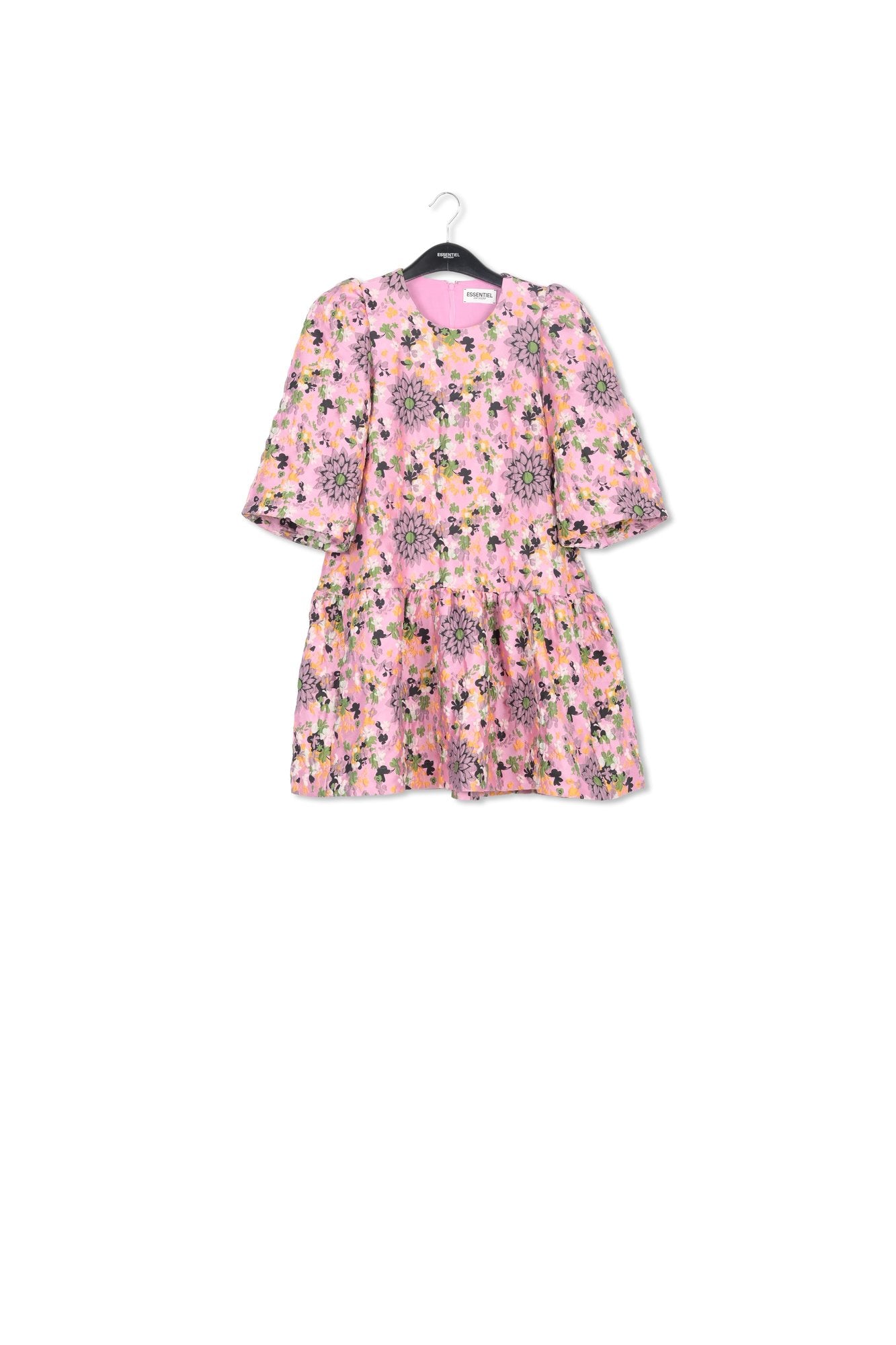Pink floral jacquard mini dress RE—SSENTIEL | Essentiel second hand