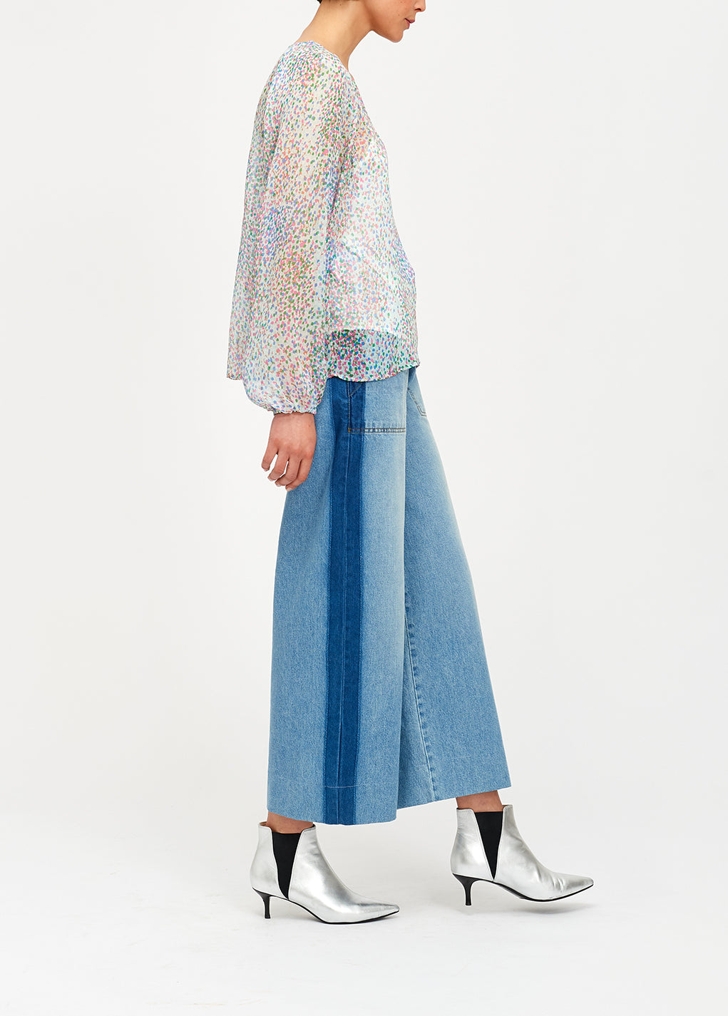 Light sheer silk top with dot print RE—SSENTIEL | Essentiel second hand