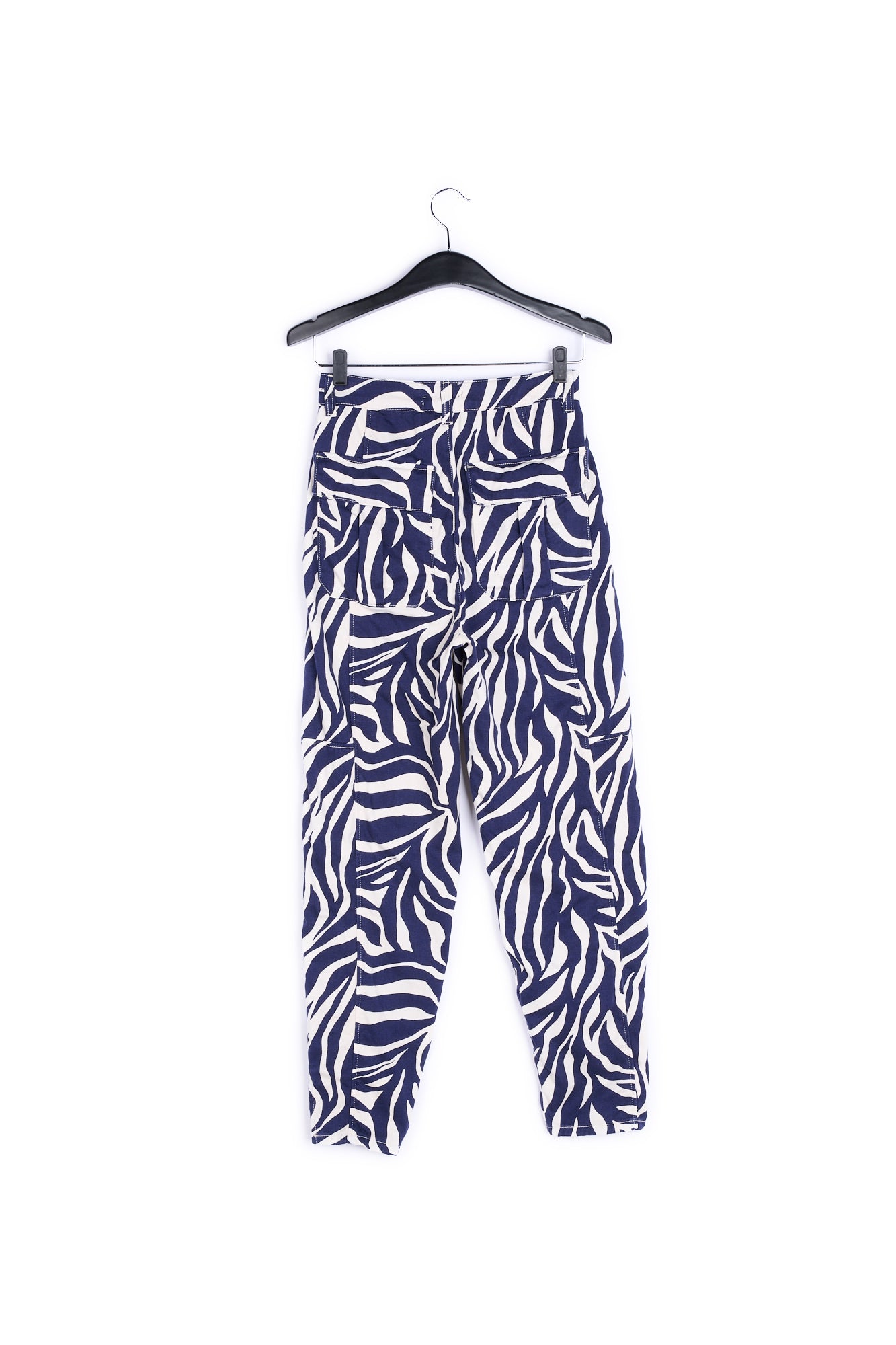 Off-white and navy blue zebra-print denim cargo pants RE—SSENTIEL | Essentiel second hand