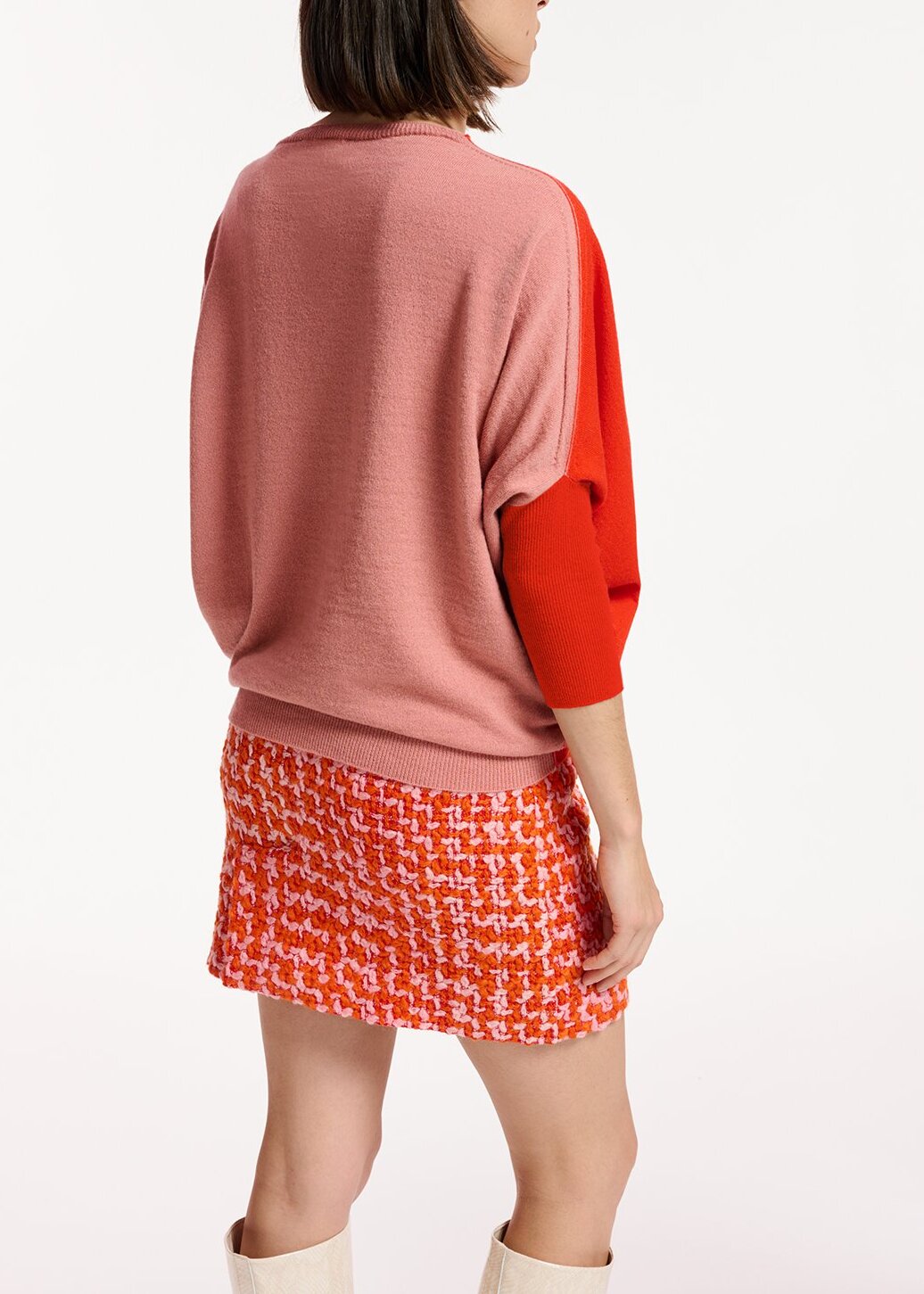 Orange and peach wool-blend tweed mini skirt RE—SSENTIEL | Essentiel second hand