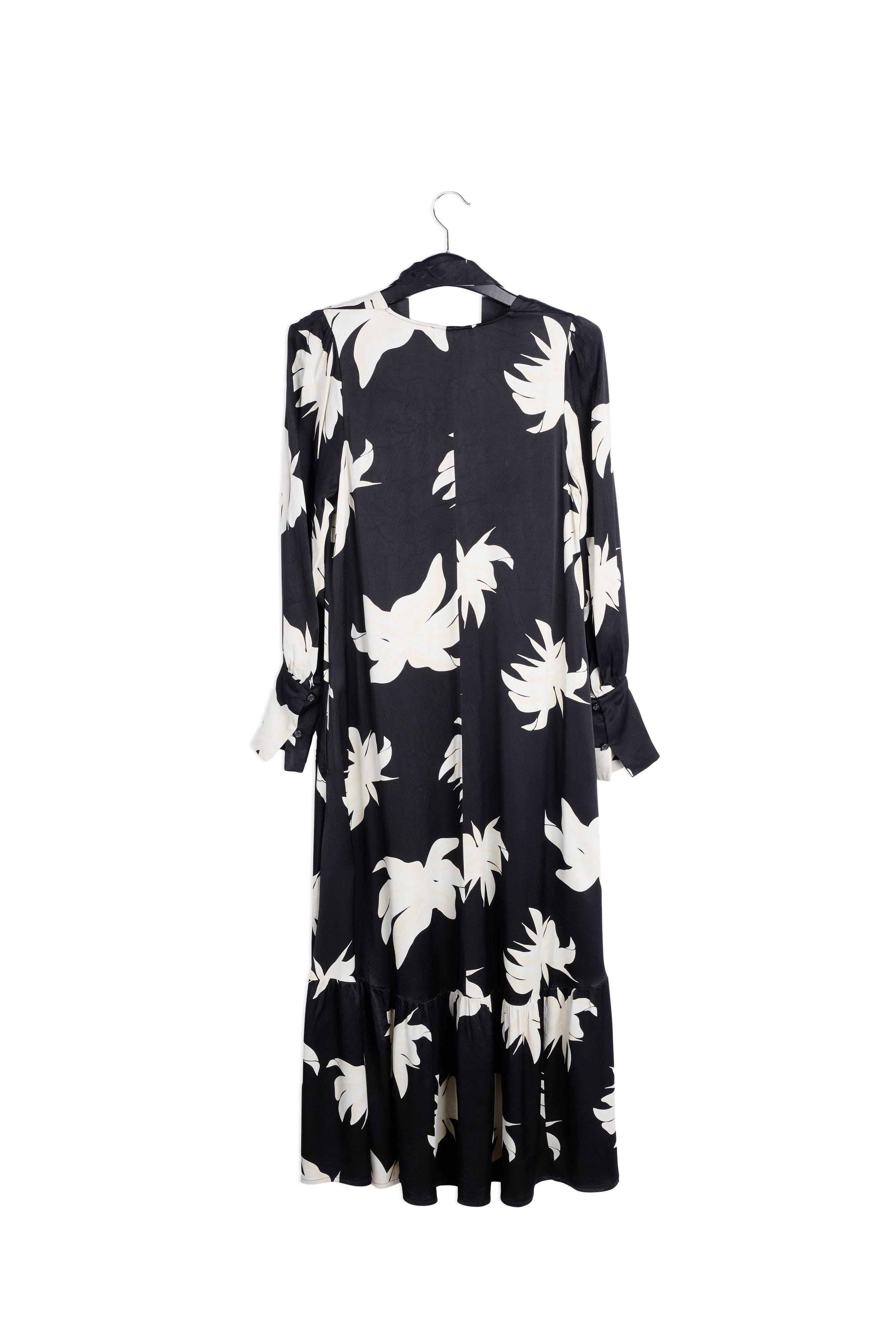Black and off-white floral print maxi dress RE—SSENTIEL | Essentiel second hand
