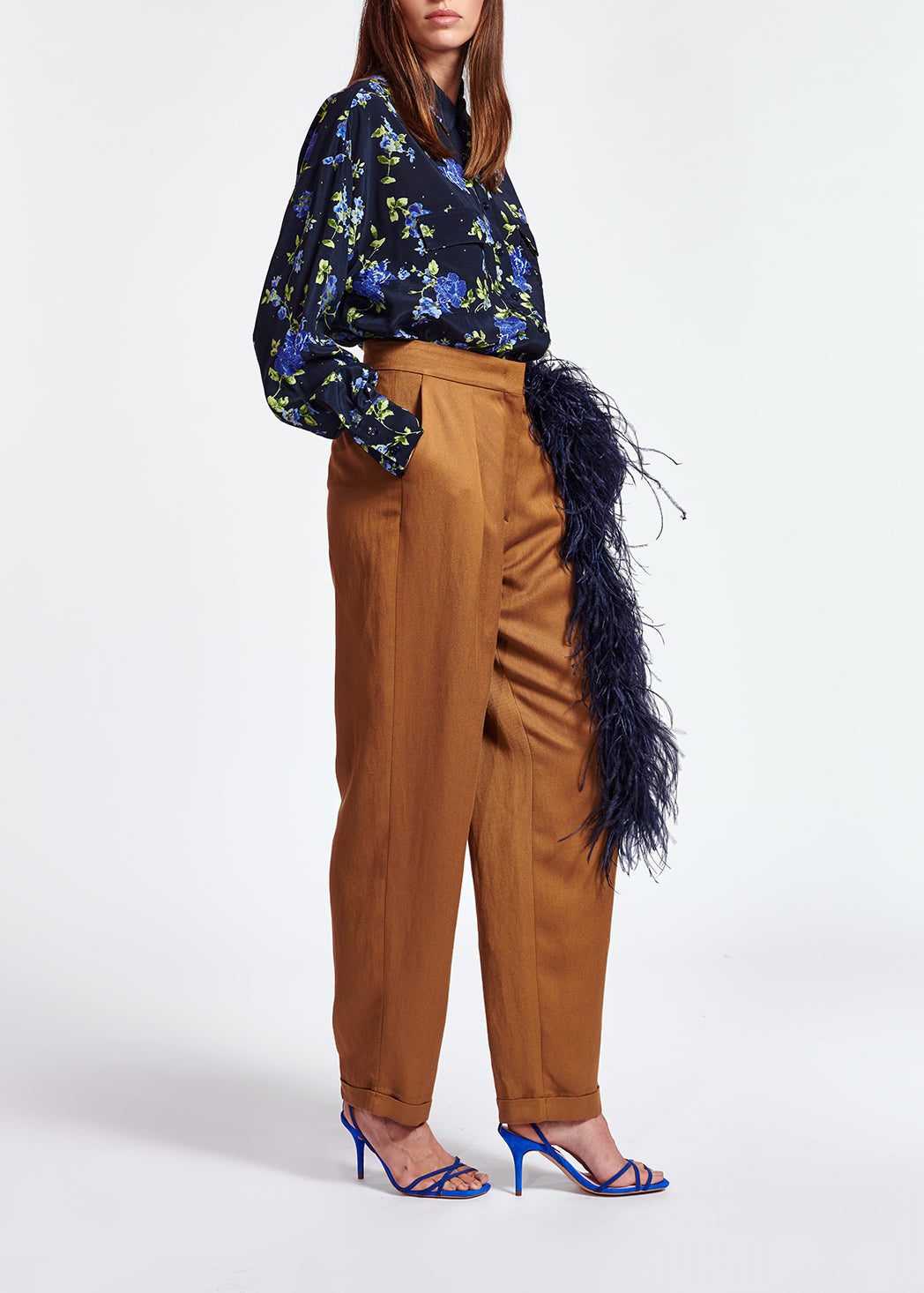 Dark bluefloral print shirt with rhinestones RE—SSENTIEL | Essentiel second hand