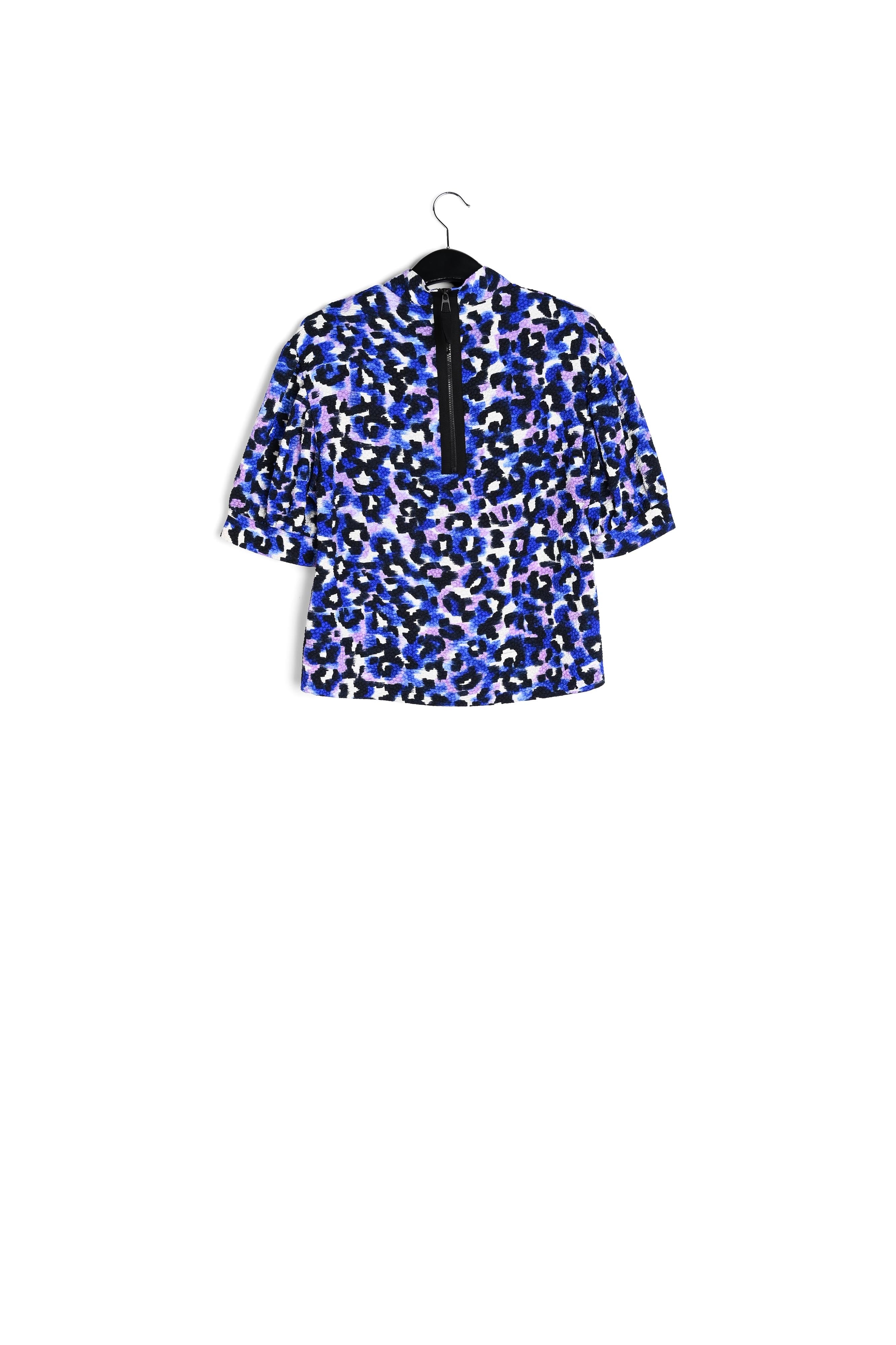 Blauwe, paarse en gebroken witte top met luipaardprint RE—SSENTIEL | Essentiel second hand