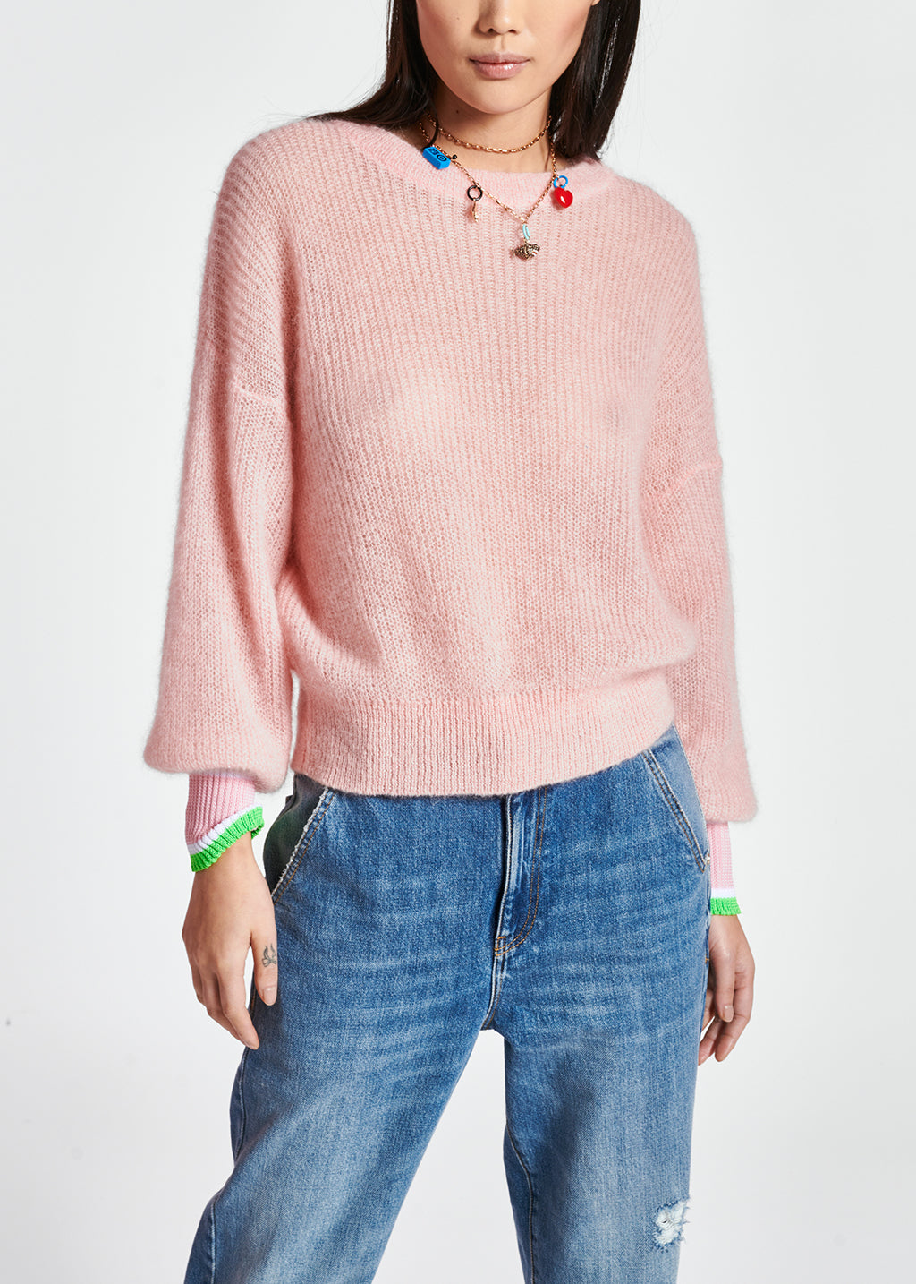 Light pink mohair and wool blend sweater RE—SSENTIEL | Essentiel second hand