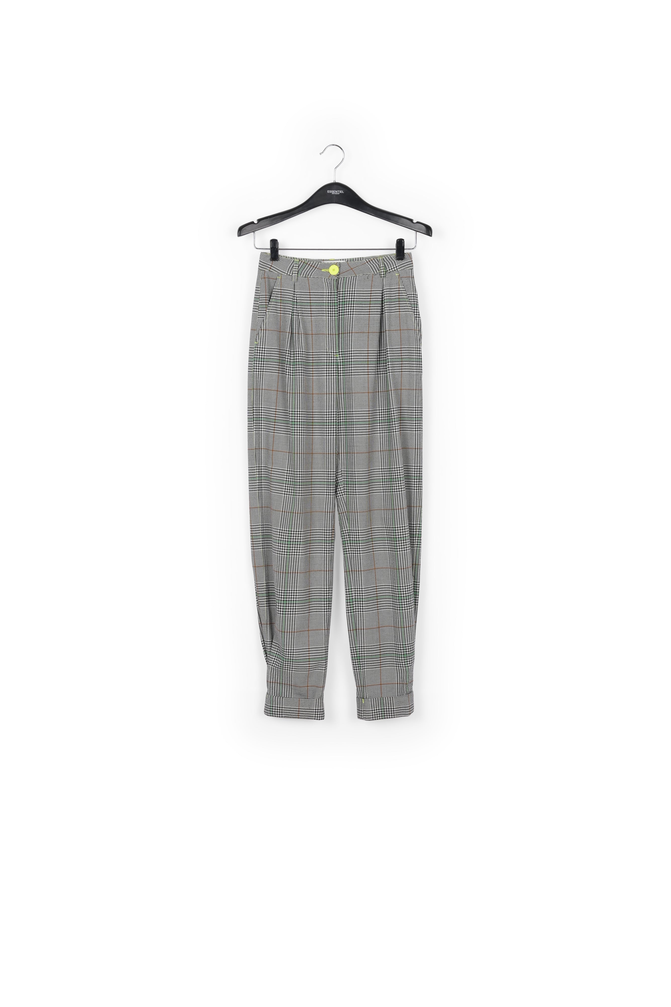 Off-white plaid high-rise pants RE—SSENTIEL | Essentiel second hand