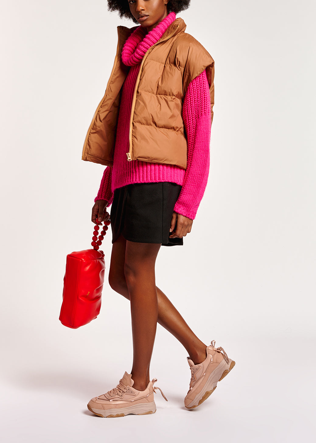 Brown sleeveless puffer jacket RE—SSENTIEL | Essentiel second hand