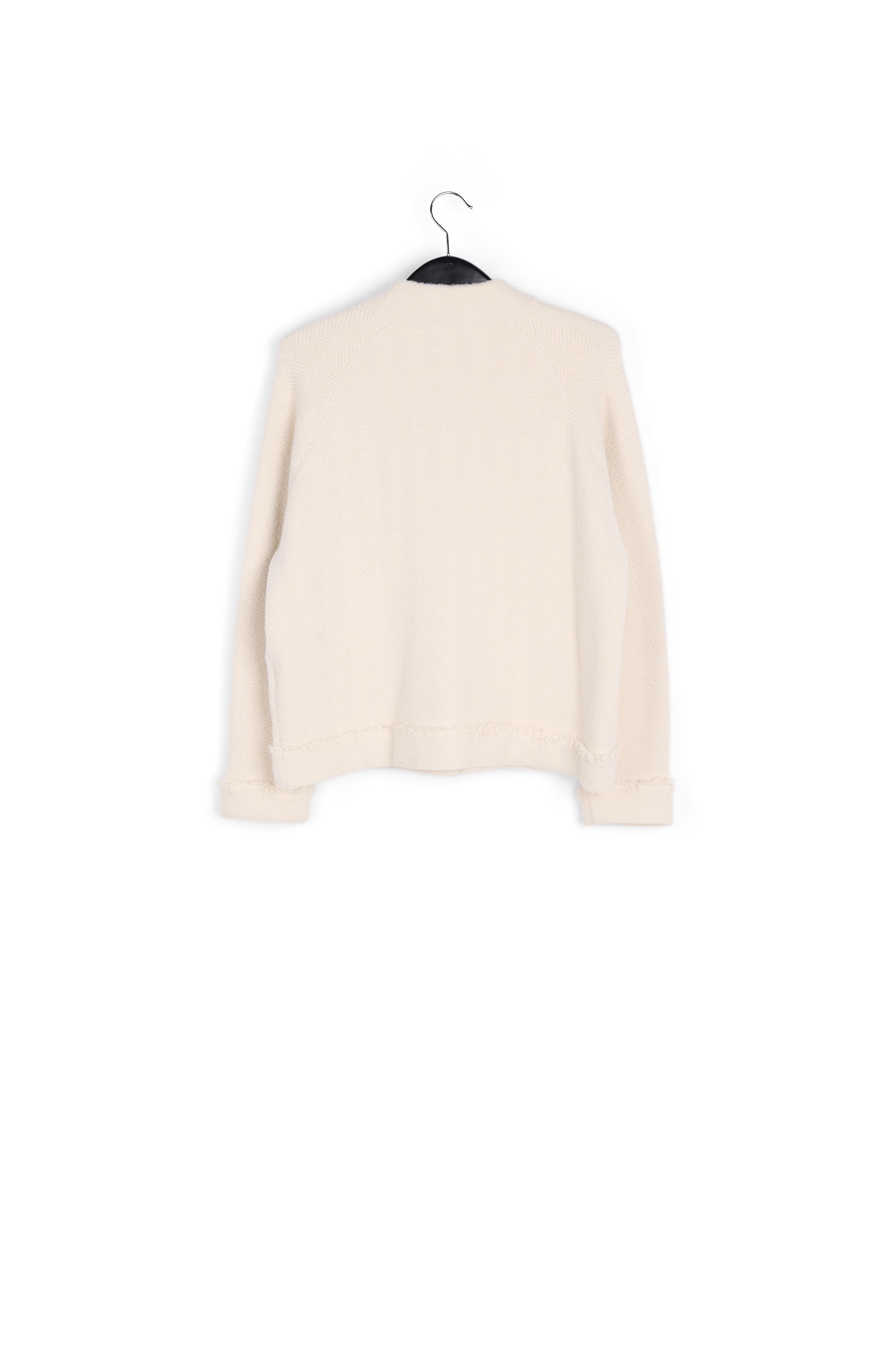Off-white knitted short jacket with lurex details RE—SSENTIEL | Essentiel second hand