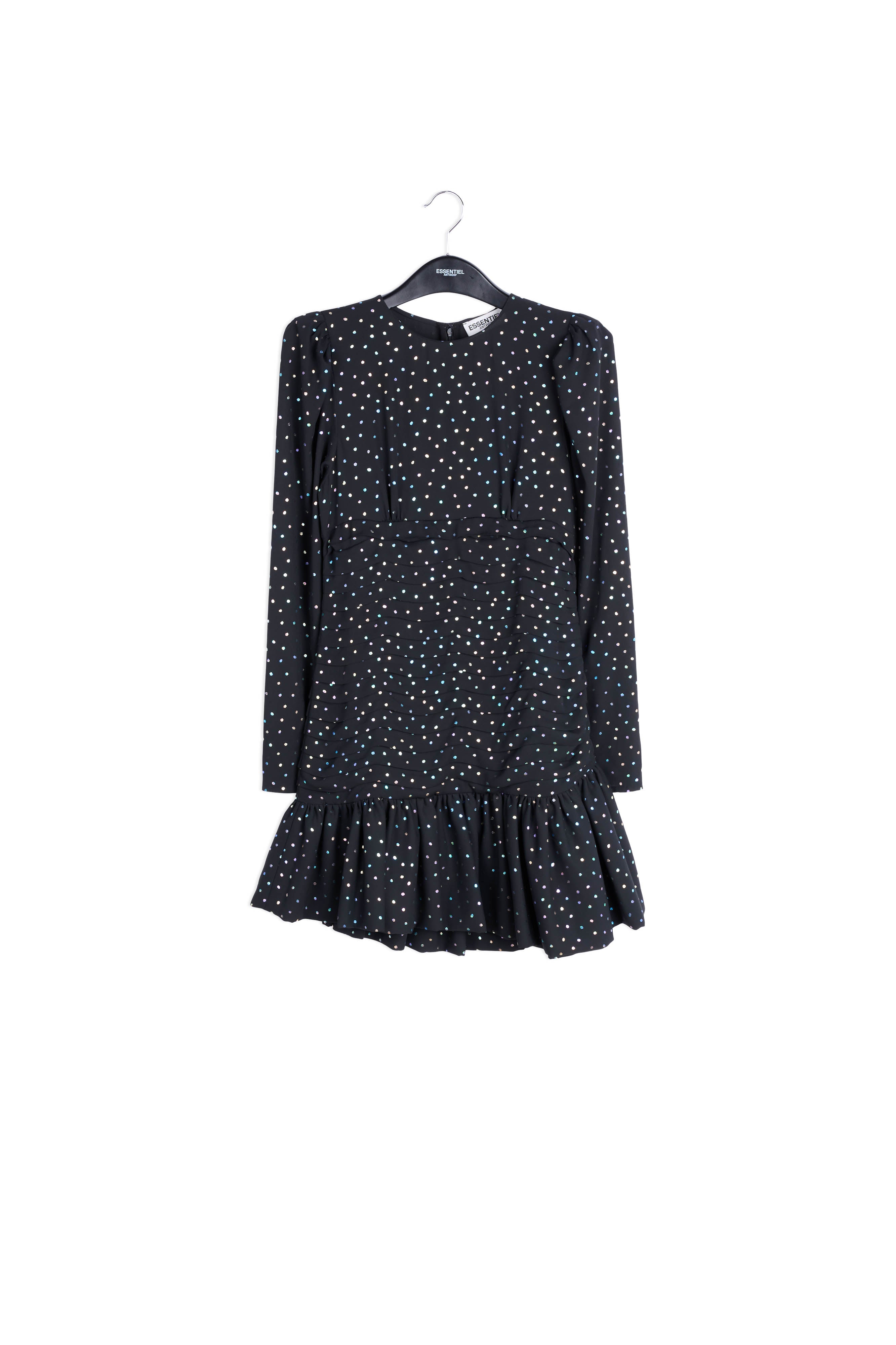 Mini robe noire à pois holographiques RE—SSENTIEL | Essentiel second hand