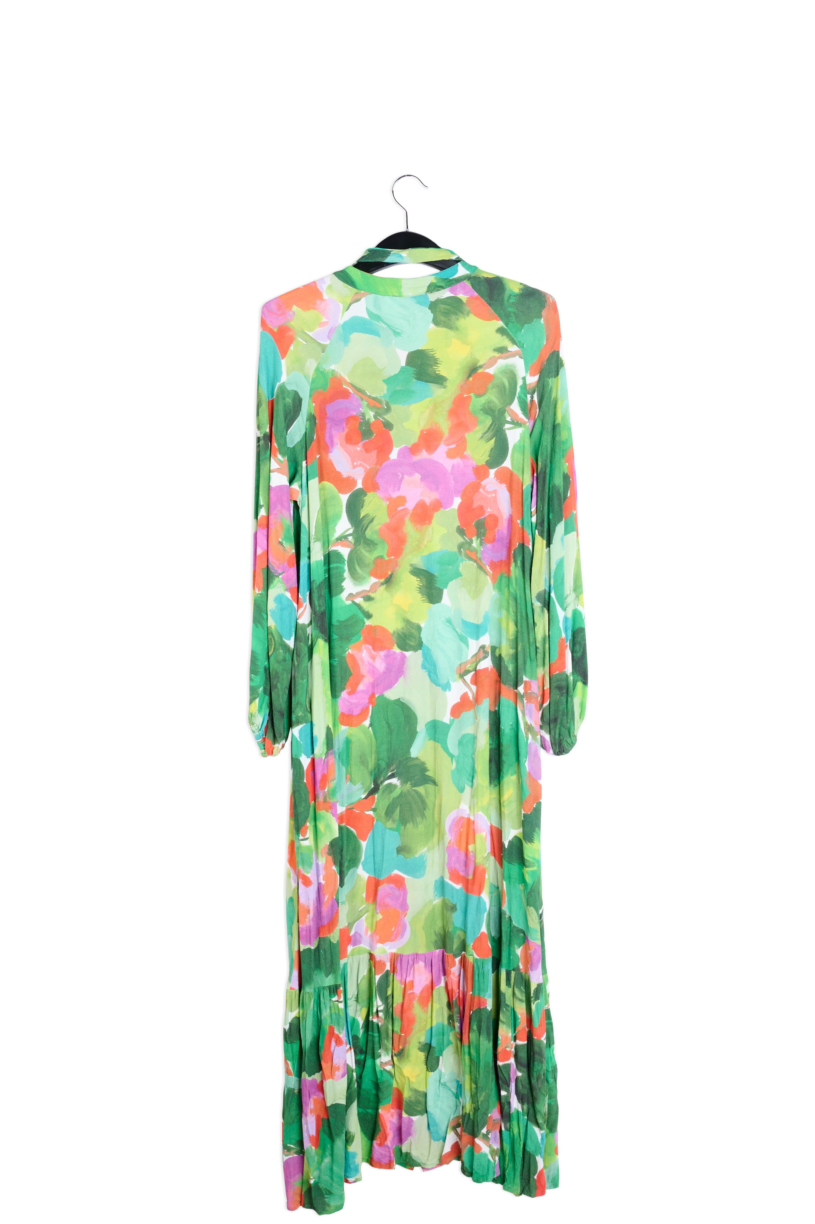 Green watercolor print maxi-length shirt dress RE—SSENTIEL | Essentiel second hand