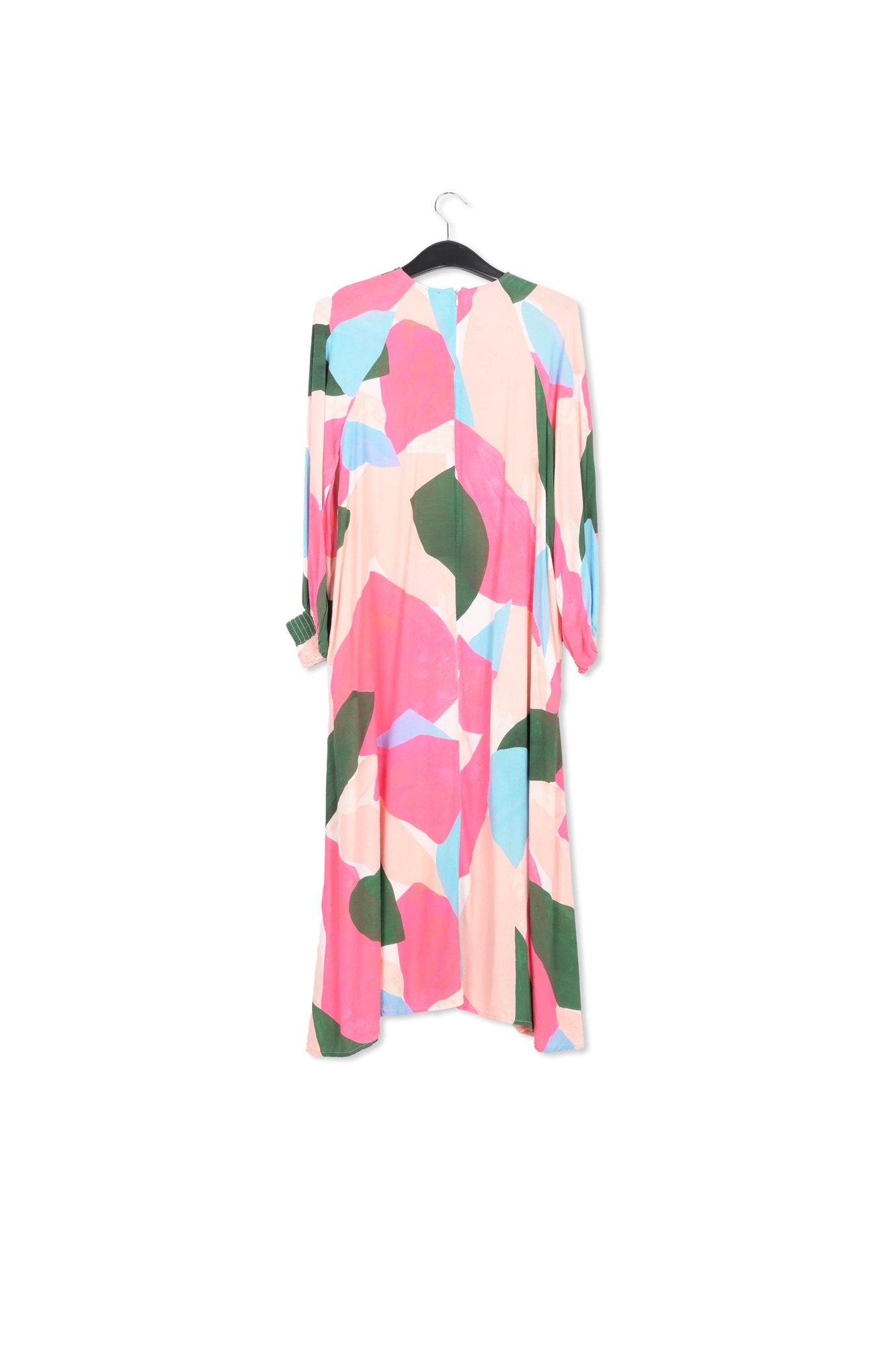 Maxi robe à  imprimé graphique rose clair, rose et bleu RE—SSENTIEL | Essentiel second hand