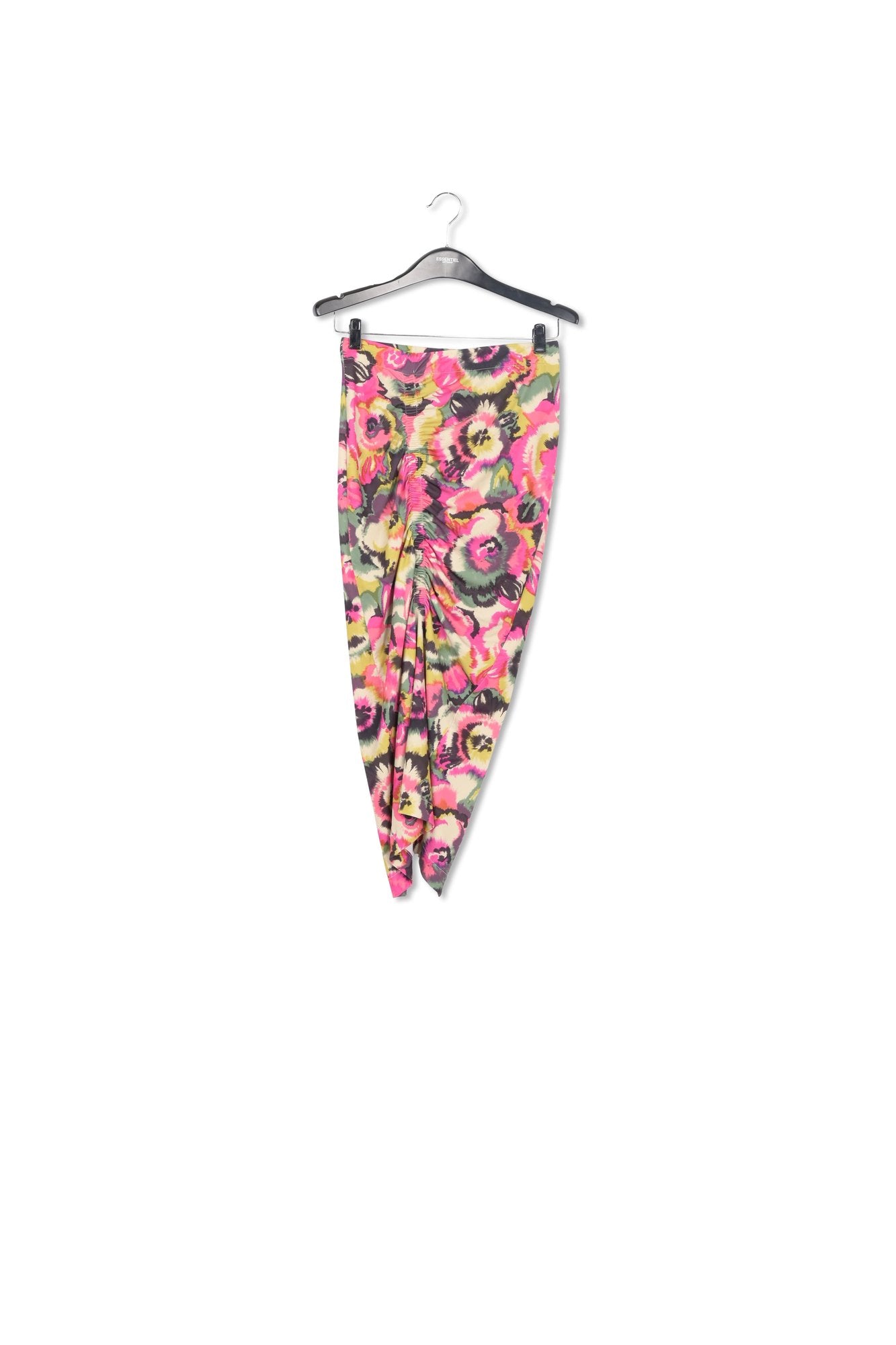 Multicolor floral-print ruched stretch-jersey midi skirt RE—SSENTIEL | Essentiel second hand