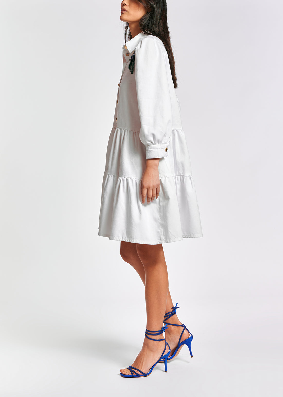 White denim A-line mini dress RE—SSENTIEL | Essentiel second hand