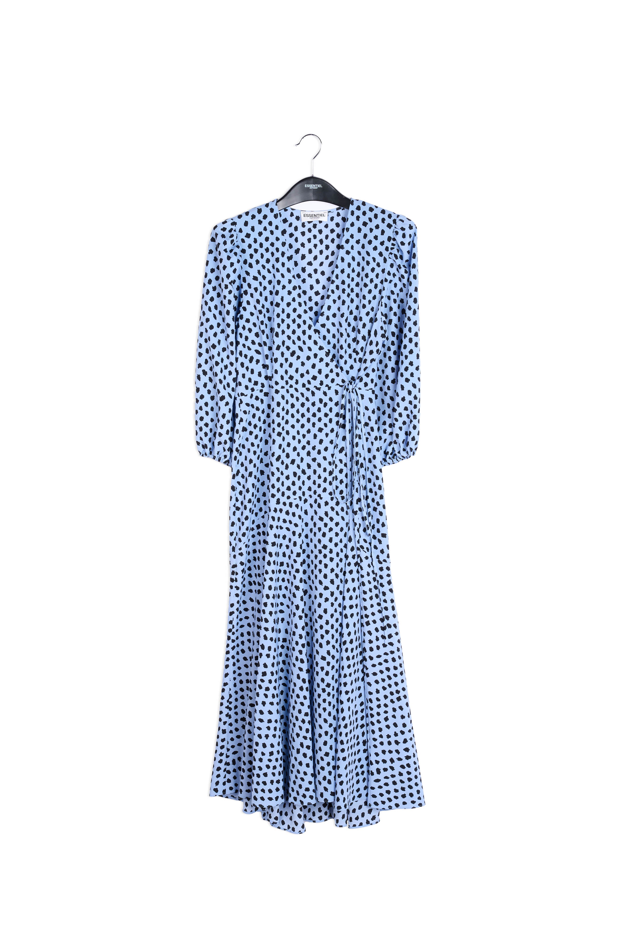 Light blue polka dot wrap maxi dress RE—SSENTIEL | Essentiel second hand