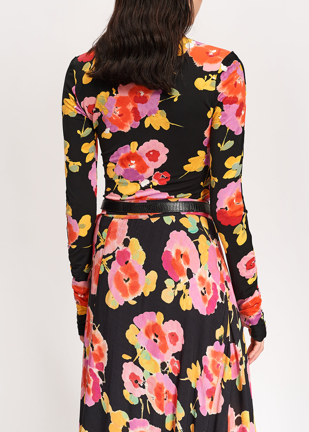 Black turtleneck top with floral-print RE—SSENTIEL | Essentiel second hand