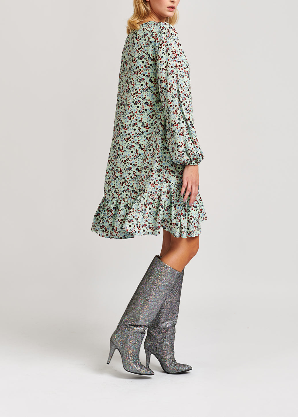 Mini robe vert menthe à imprimé floral RE—SSENTIEL | Essentiel second hand