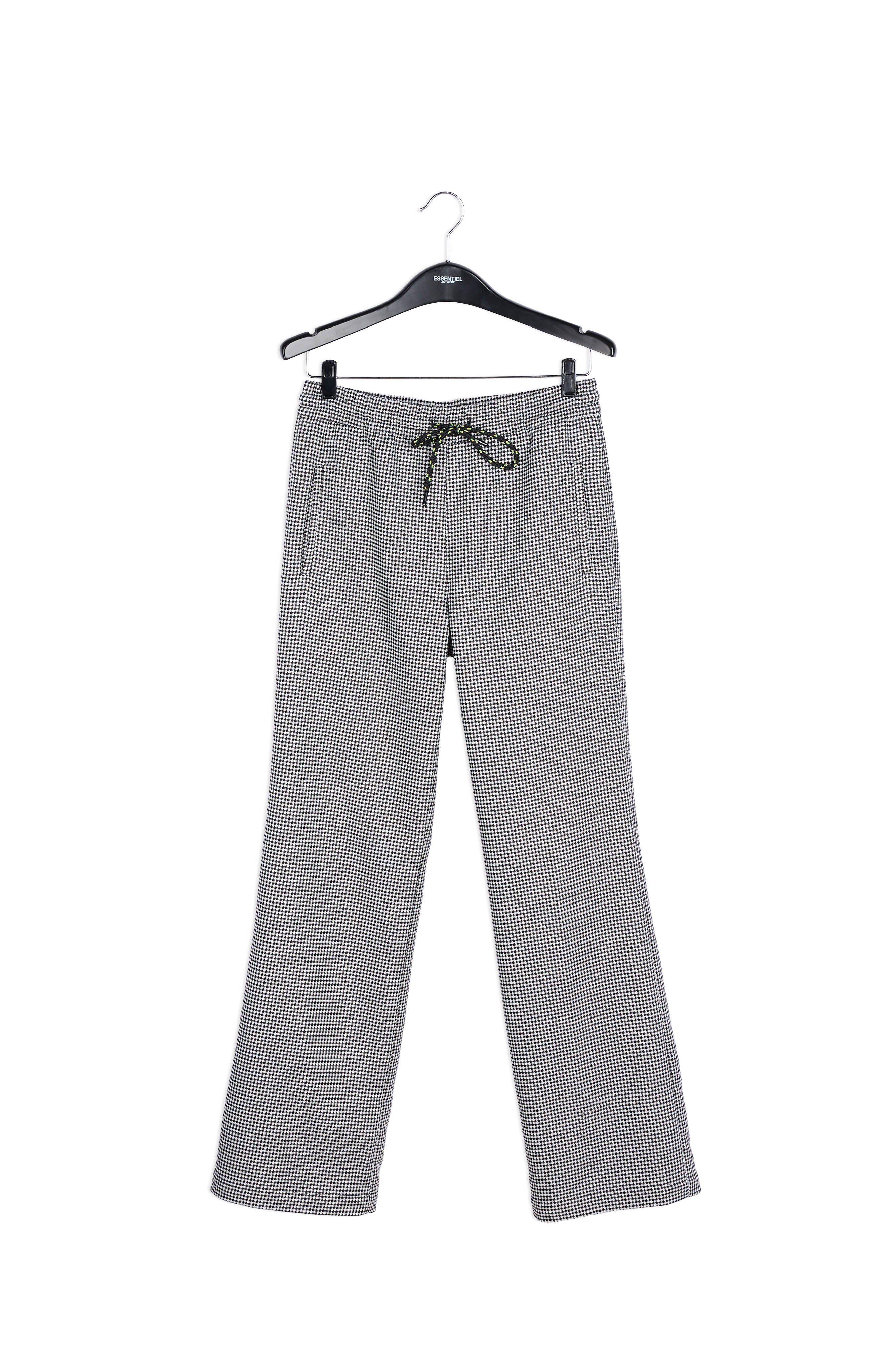 Black and off-white houndstooth pants with drawstring RE—SSENTIEL | Essentiel second hand