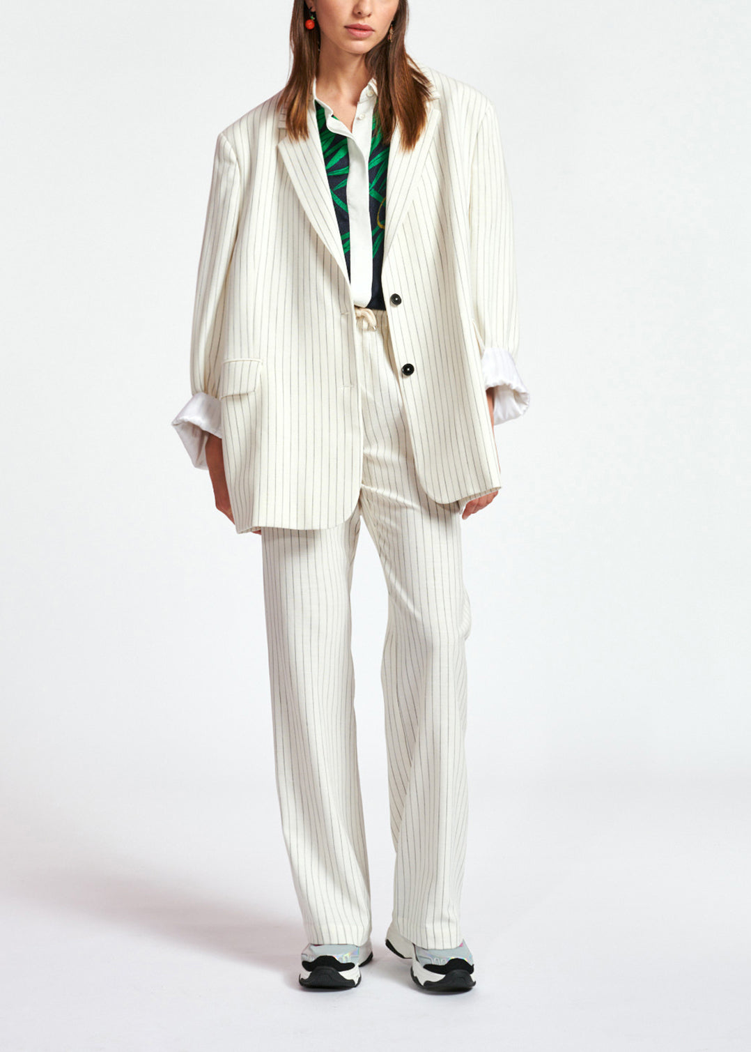 Off-white oversized pinstripe blazer RE—SSENTIEL | Essentiel second hand