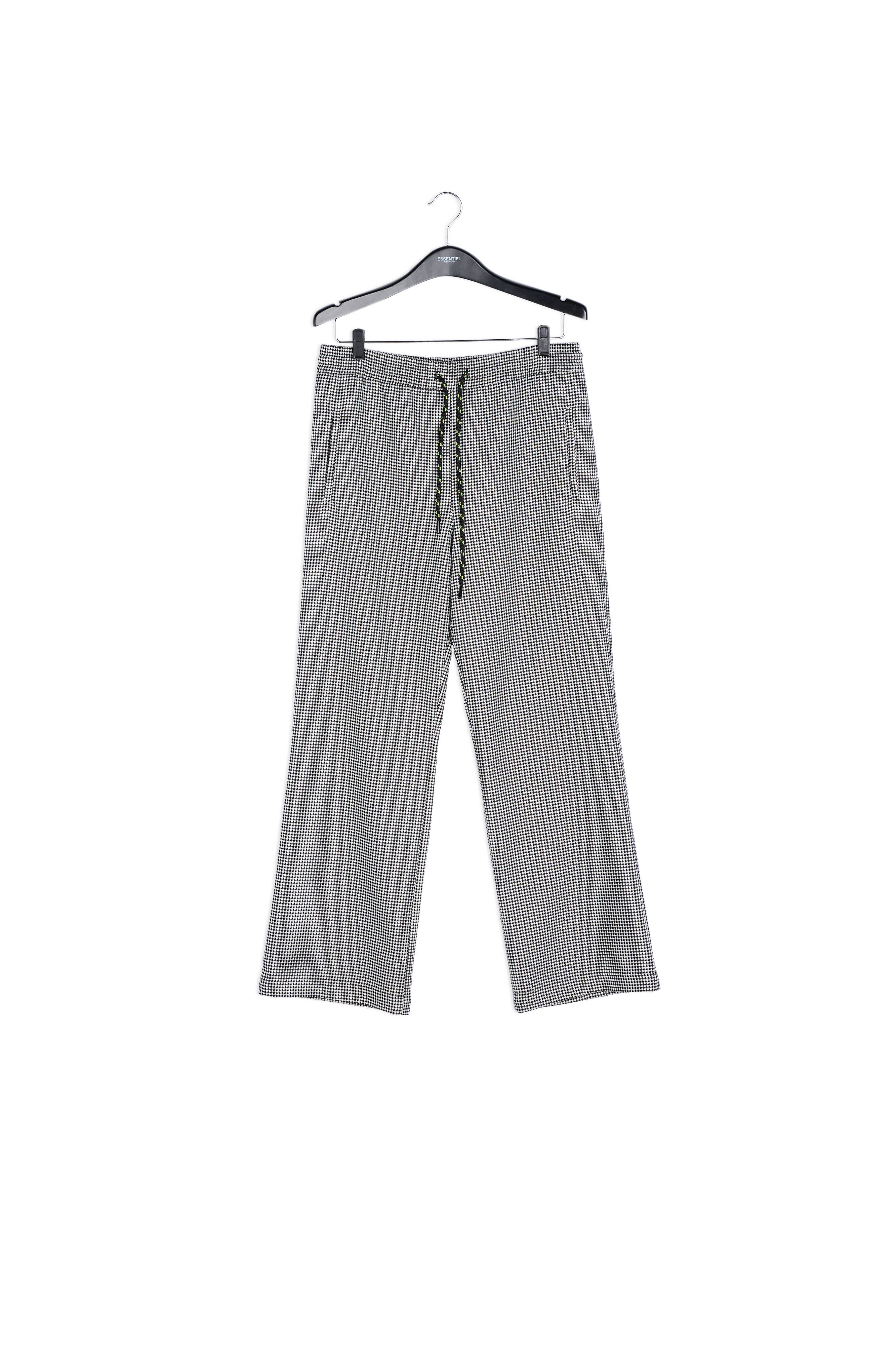 Black and off-white houndstooth pants with drawstring RE—SSENTIEL | Essentiel second hand