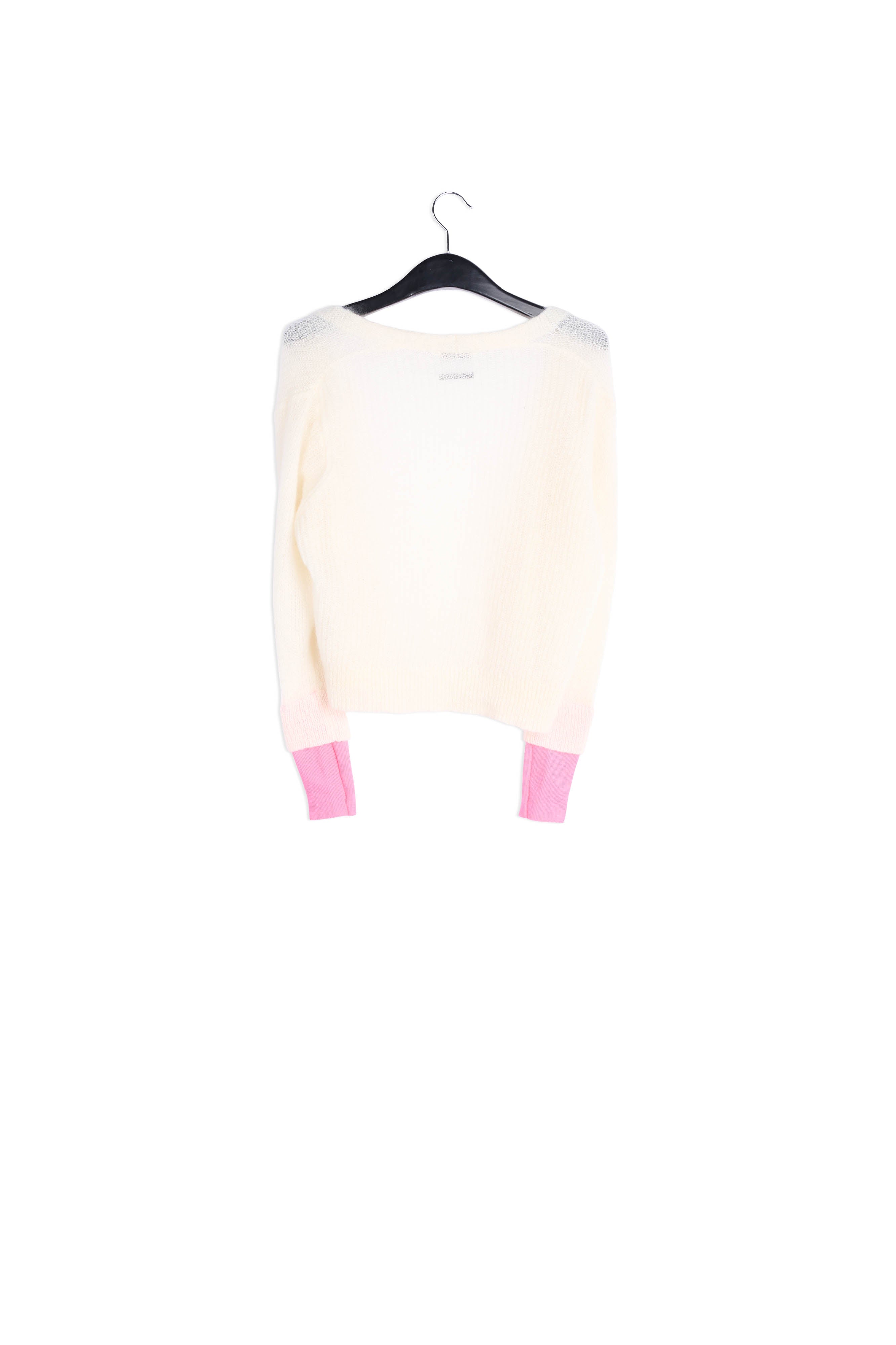 Off-white mohair-blend cardigan with neon cuffs RE—SSENTIEL | Essentiel second hand
