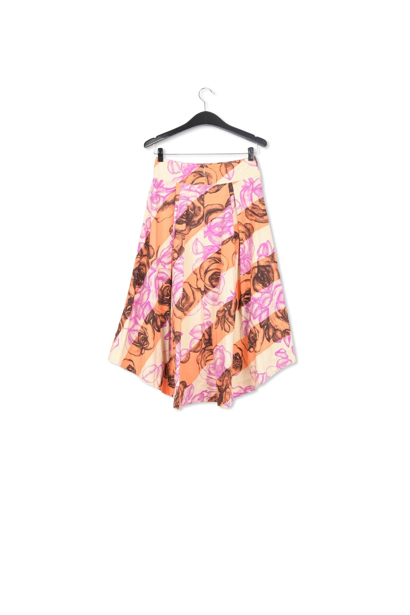 Light yellow, orange and purple pleated midi skirt RE—SSENTIEL | Essentiel second hand